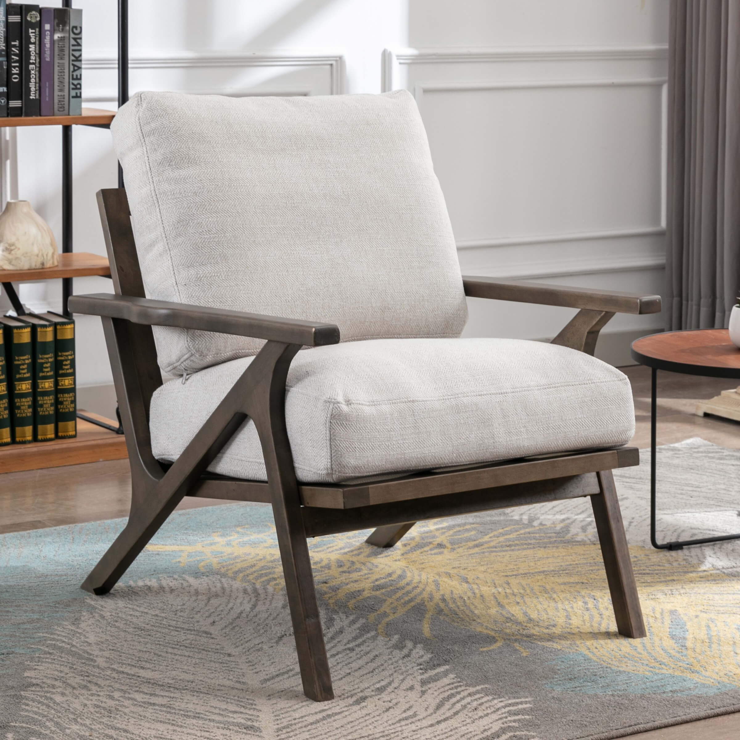 Mid-Century Accent Chair with Wood Frame - 3422AC