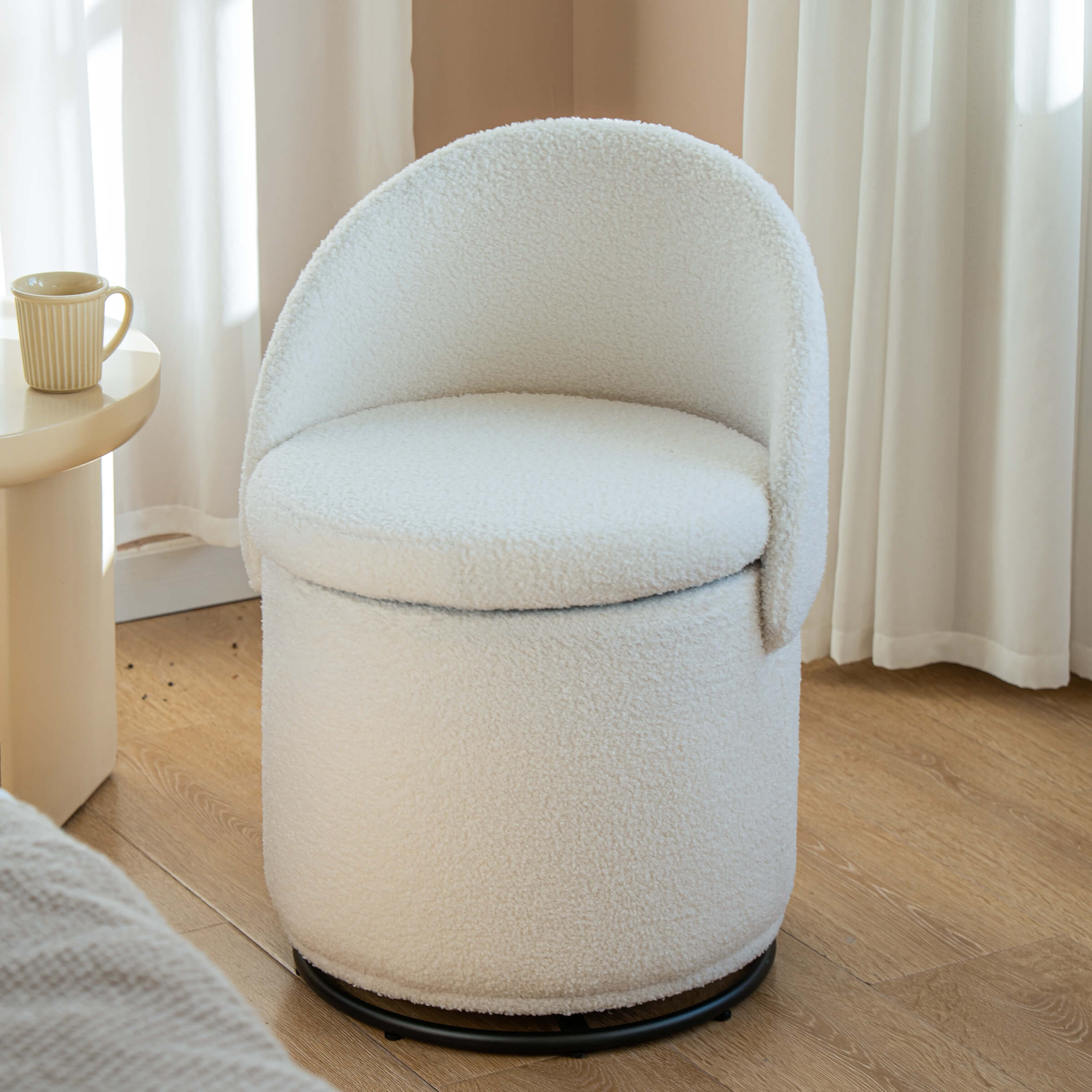 Modern 360° Swivel Storage Ottoman Chair with Back - 2307OT | CHAIRUS