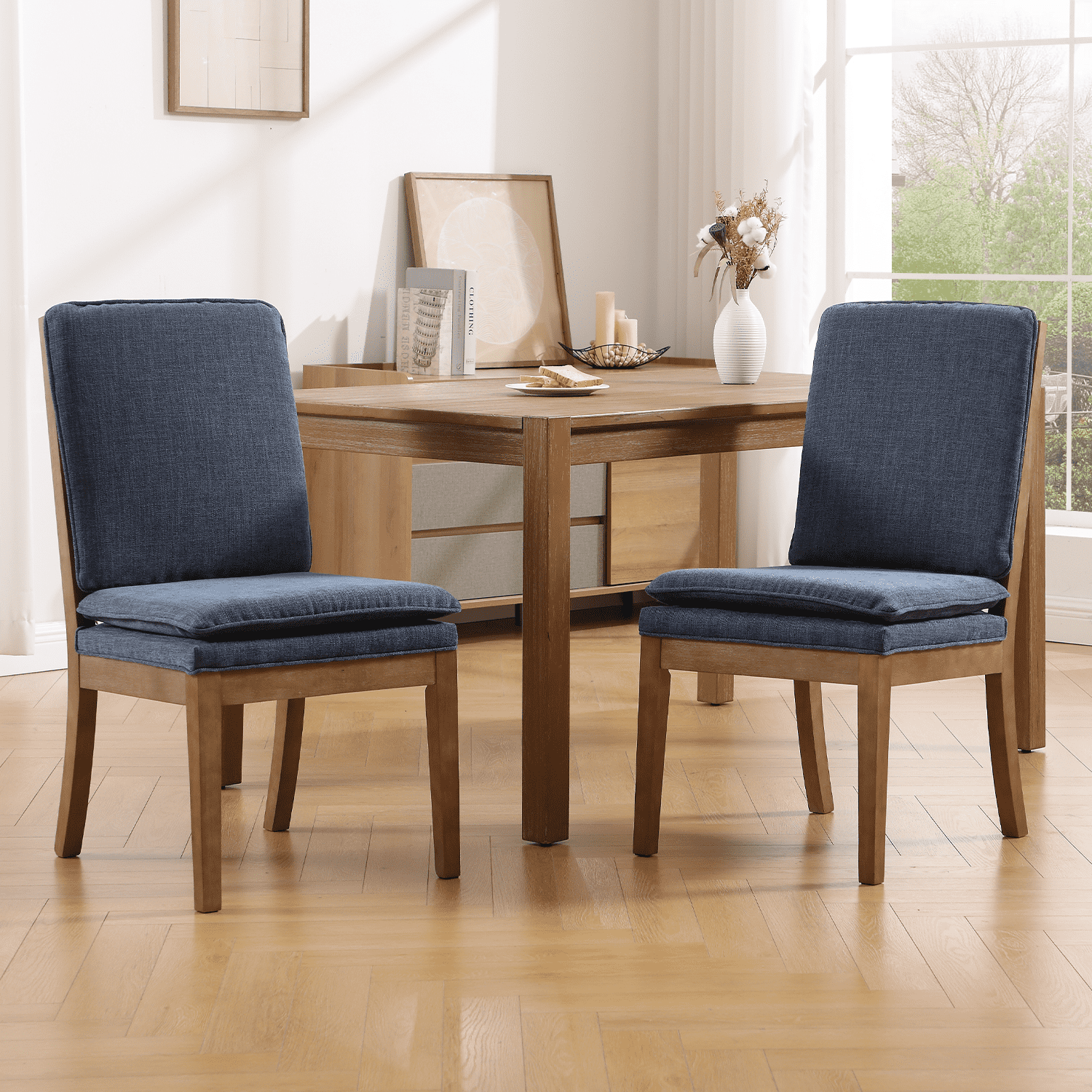CIMOTA Removable Double Cushion Dining Chairs Set of 2 - 10043