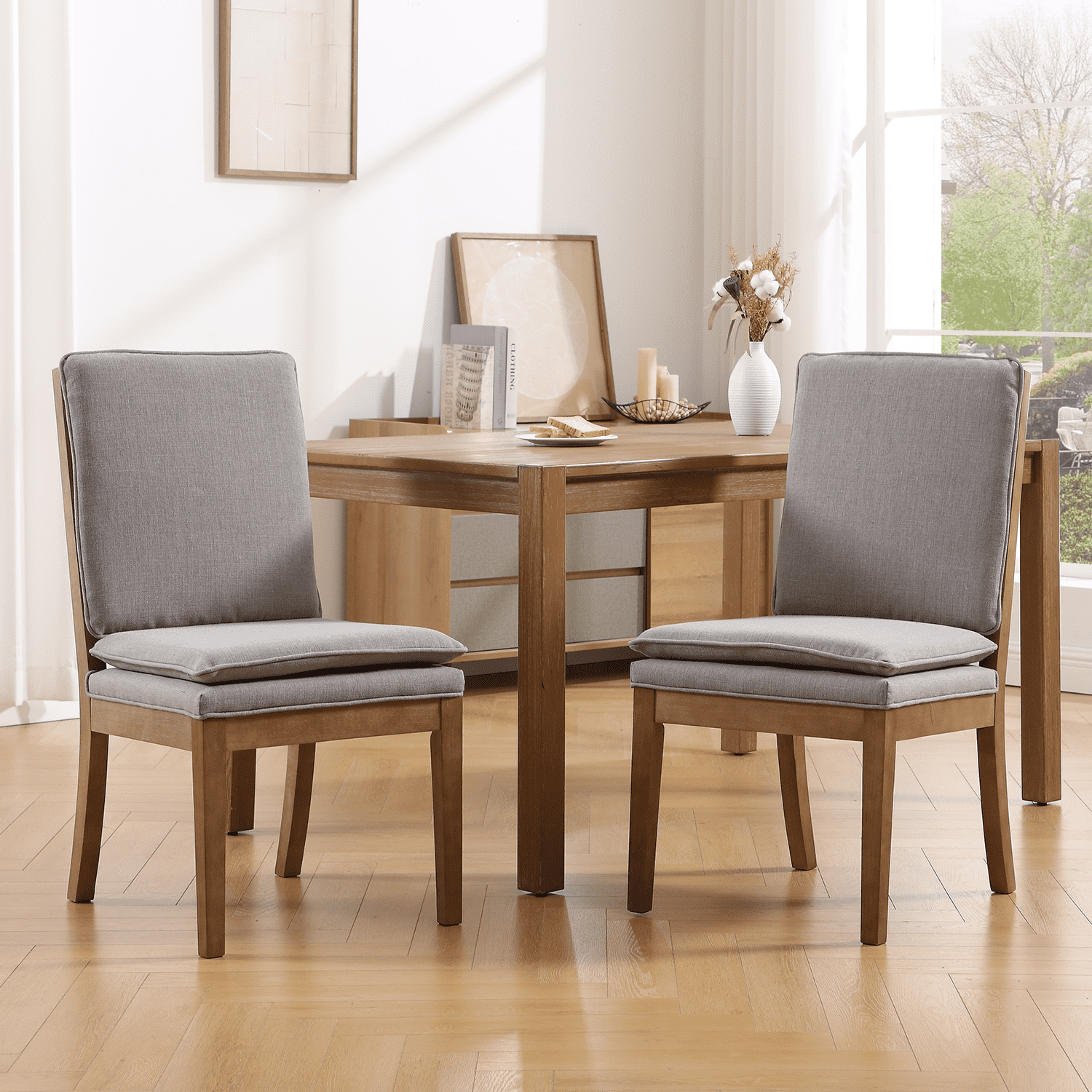 CIMOTA Removable Double Cushion Dining Chairs Set of 2 - 10043
