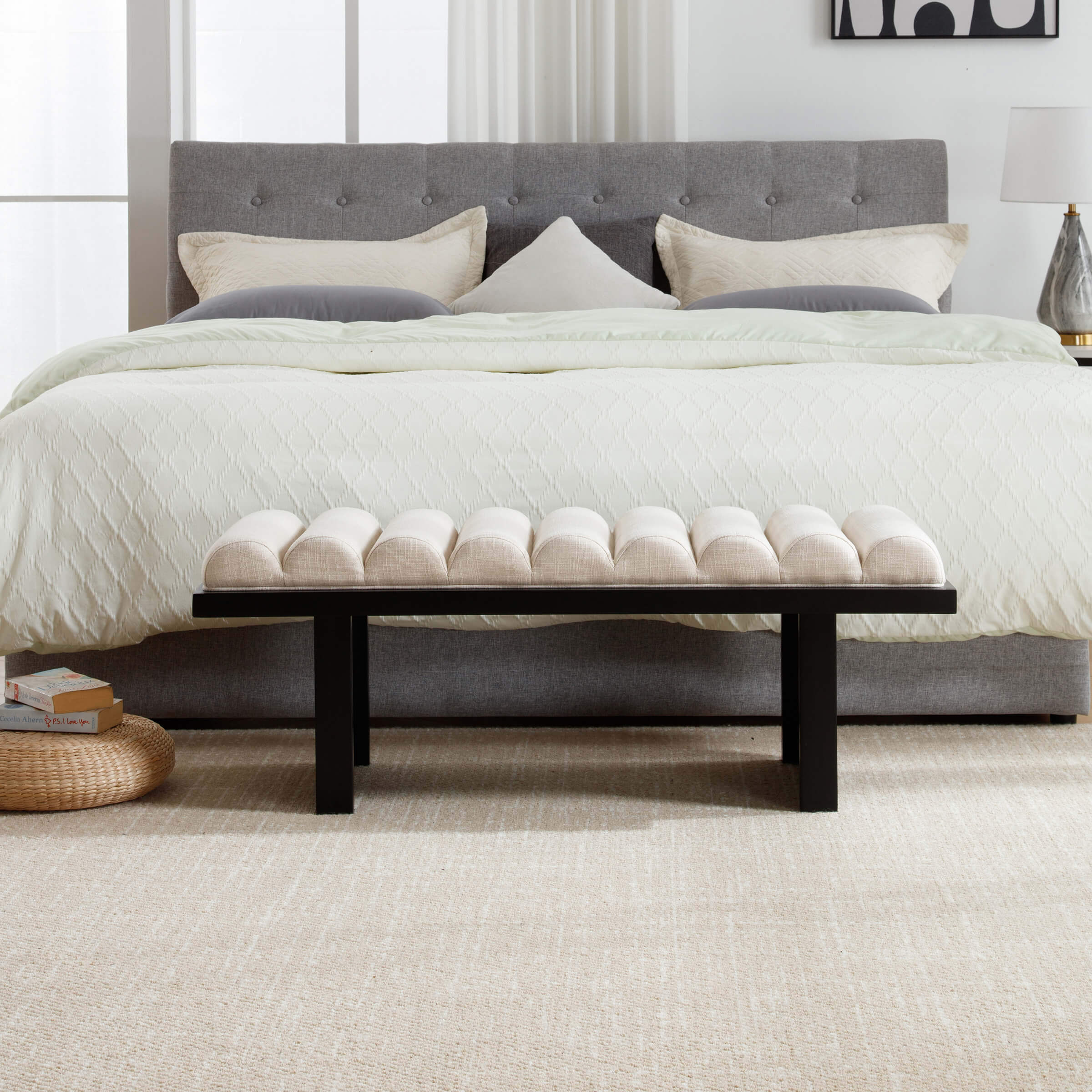 EALSON Modern Padded Wood Frame Bench - 2639BH