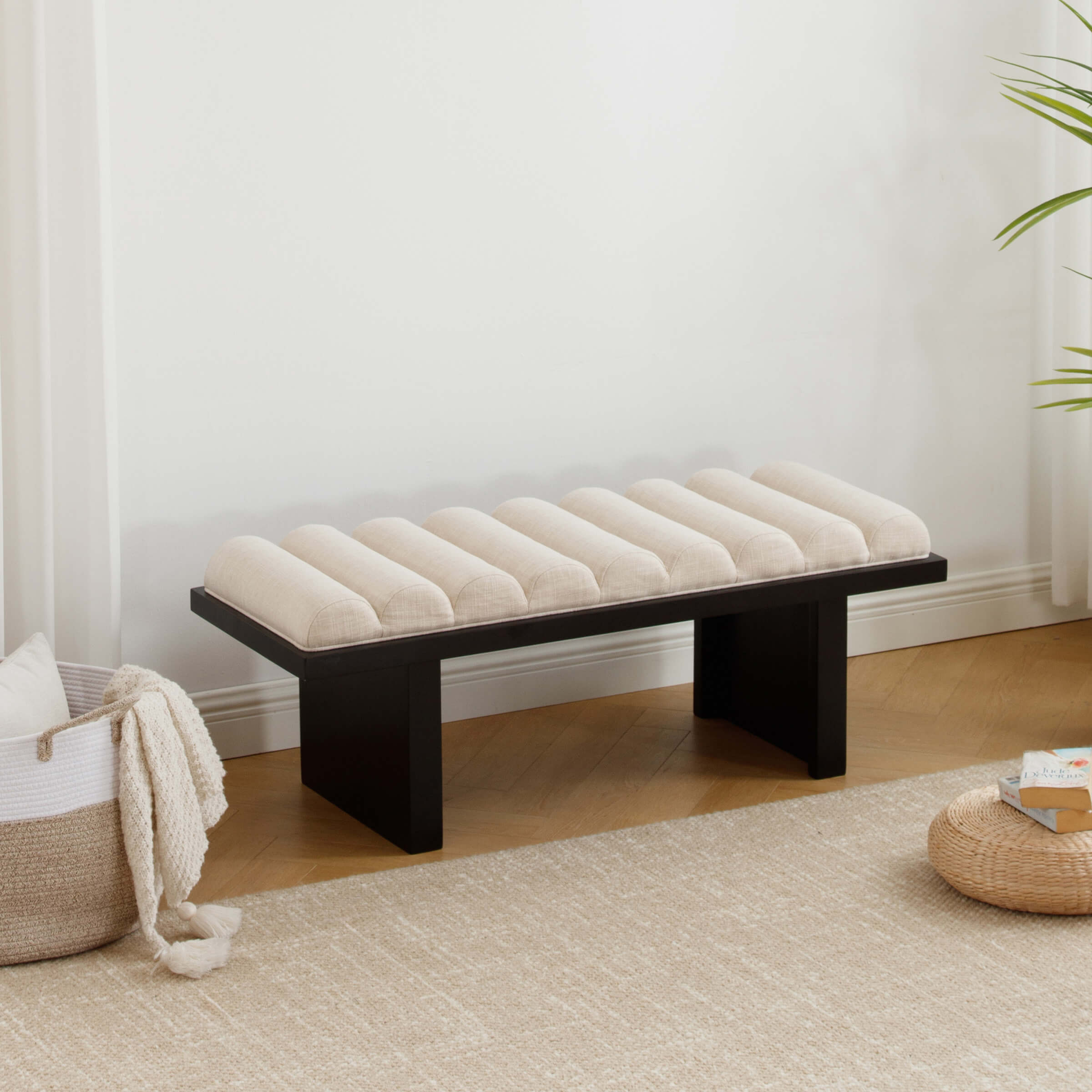 EALSON Modern Padded Wood Frame Bench - 2639BH