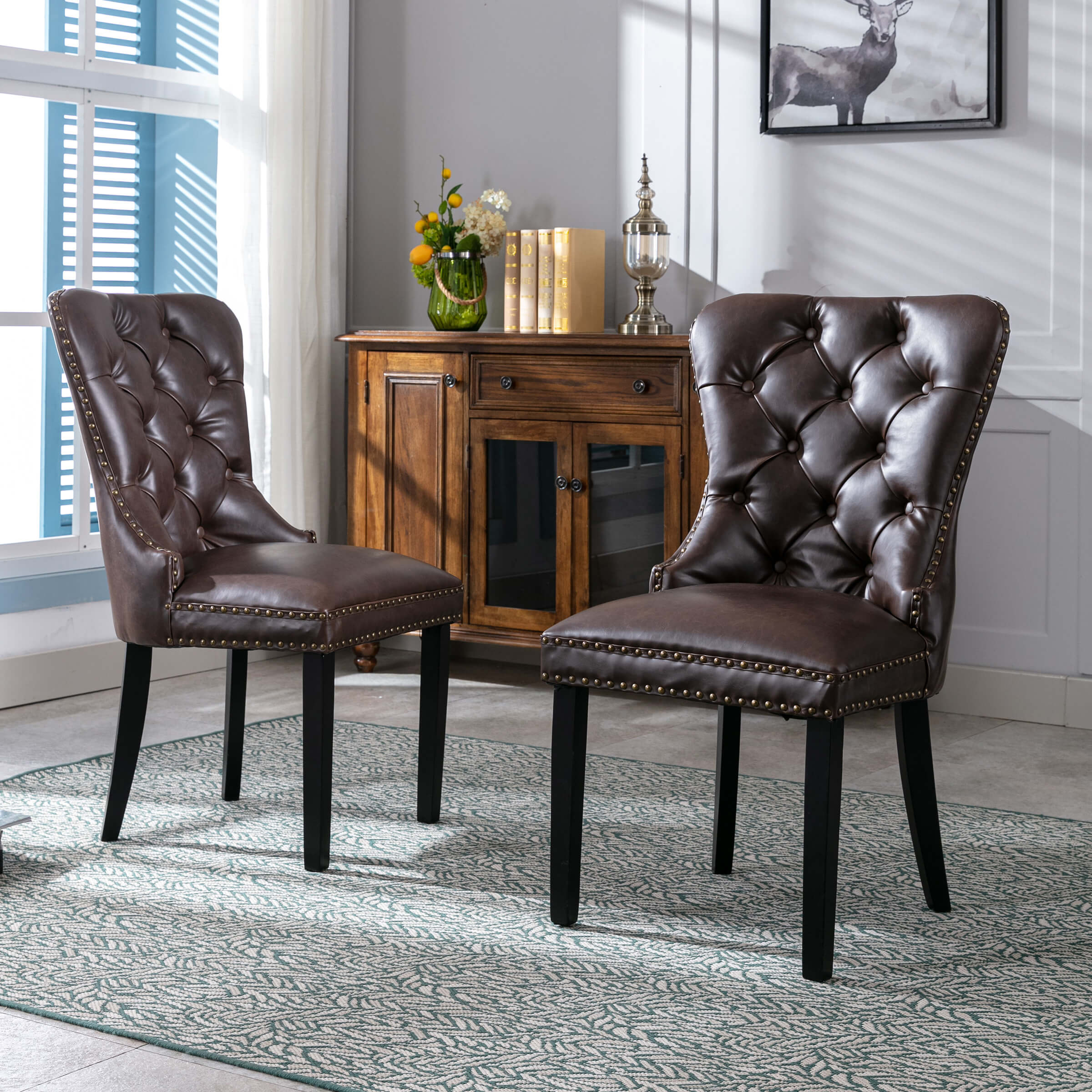 Kmax Mufted Leather Dining Chairs Set of 2 - 1029DC