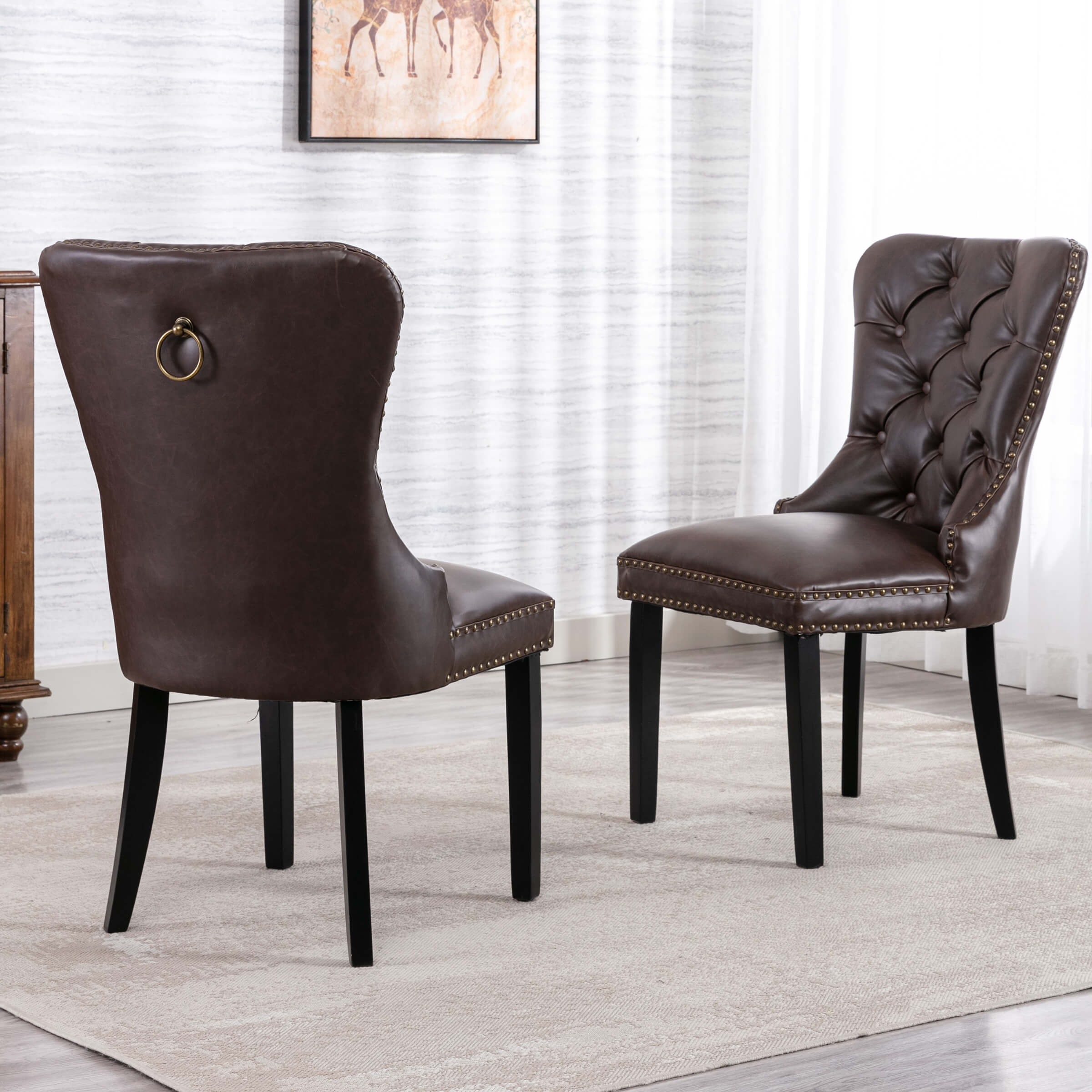 Kmax Mufted Leather Dining Chairs Set of 2 - 1029DC