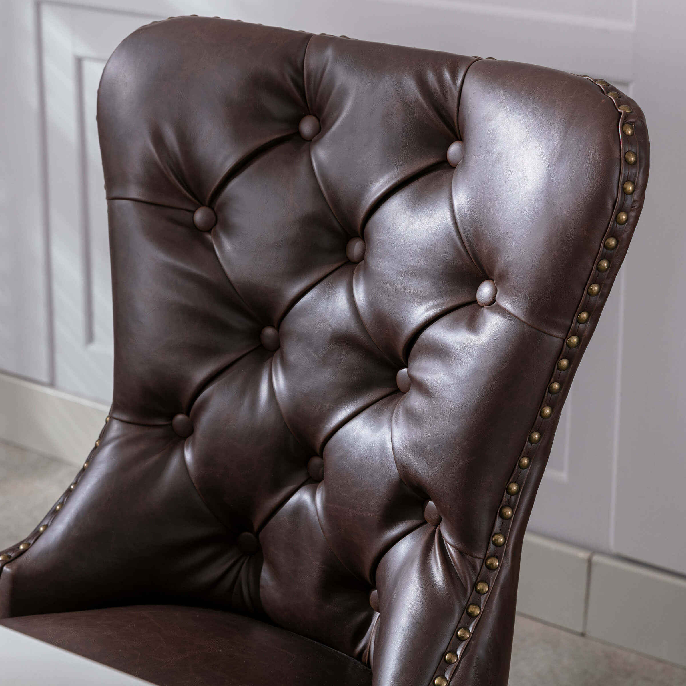 Mufted Leather Dining Chairs Set of 2 - 1029DC