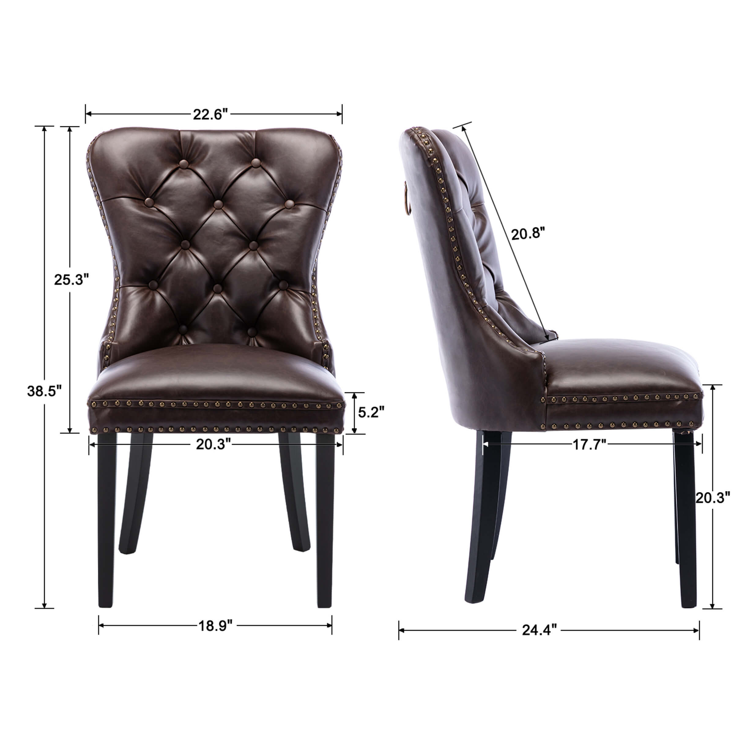 Kmax Mufted Leather Dining Chairs Set of 2 - 1029DC