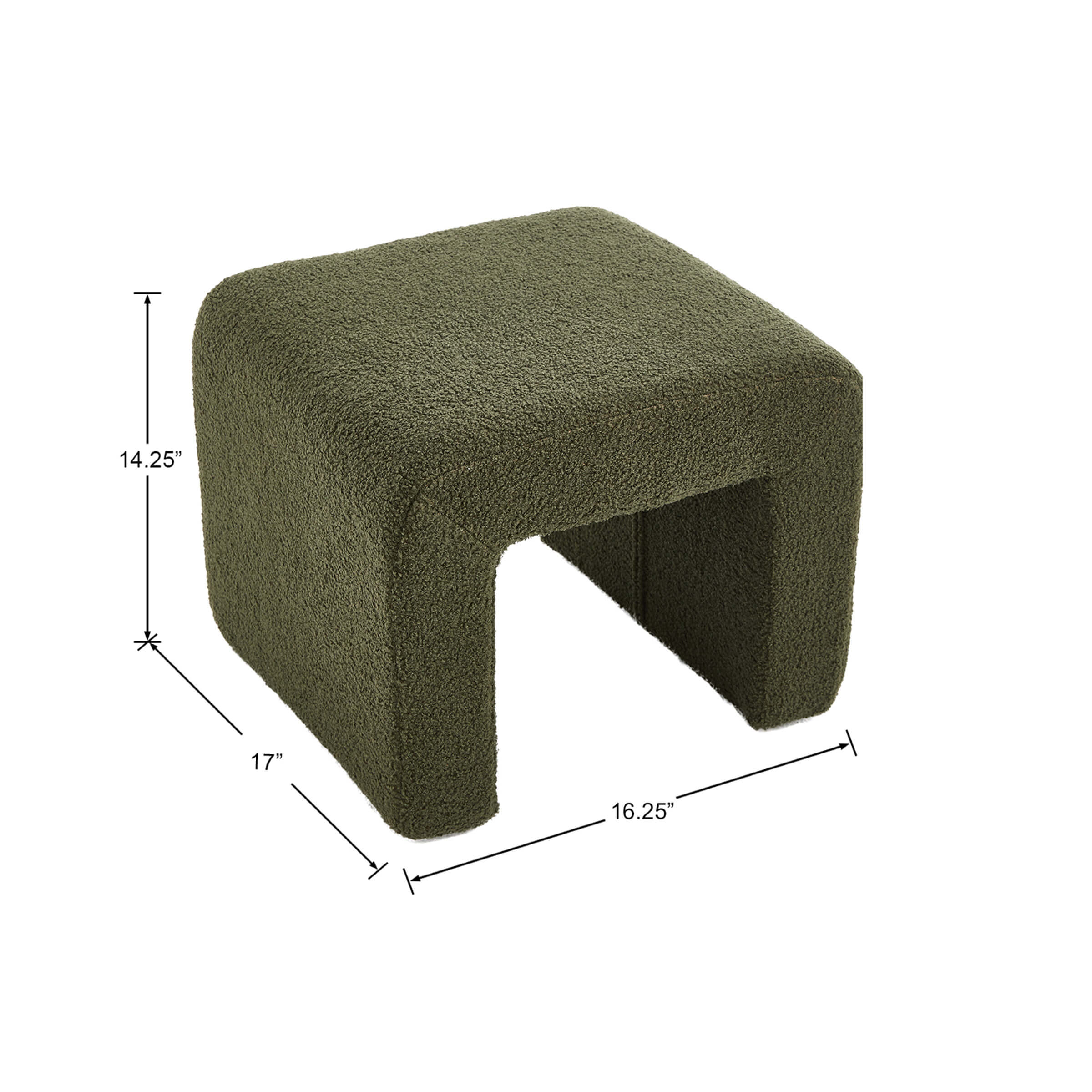 ROCITY Modern Boucle Bench White Sherpa Ottoman Bench Set of 3 - 1819