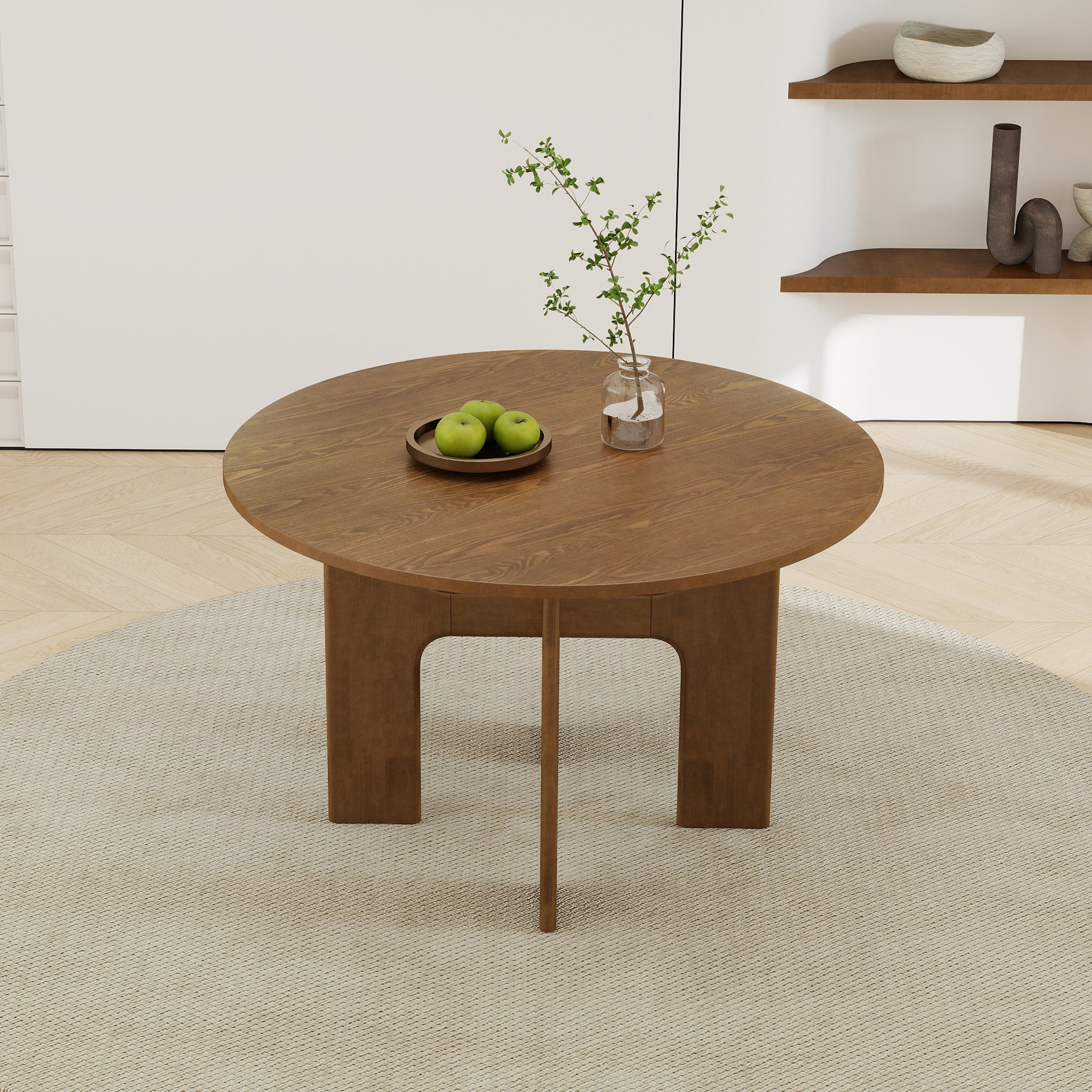 KMAX Round Solid Wood Dining Table for 4-6 People - 00015DT