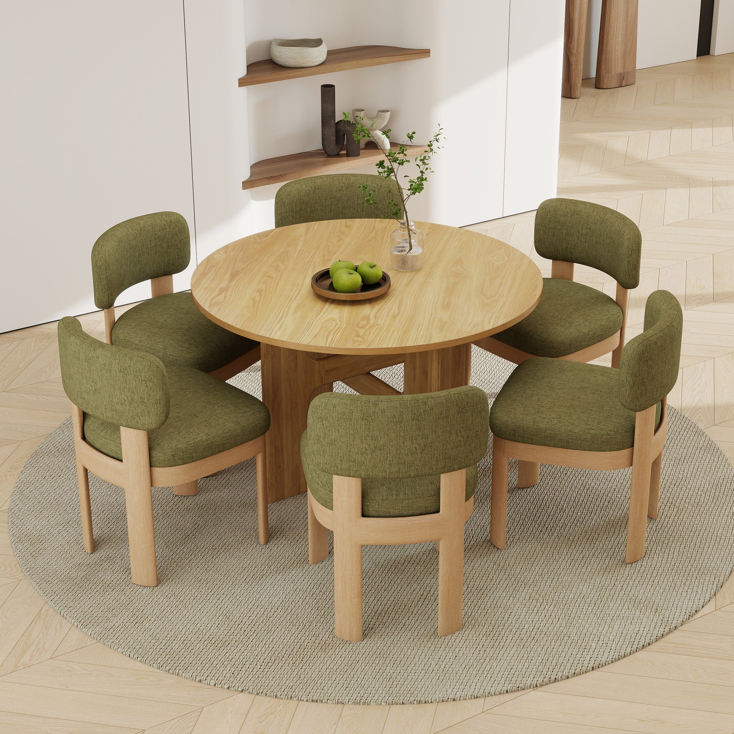 KMAX Round Solid Wood Dining Table for 4-6 People - 00015DT