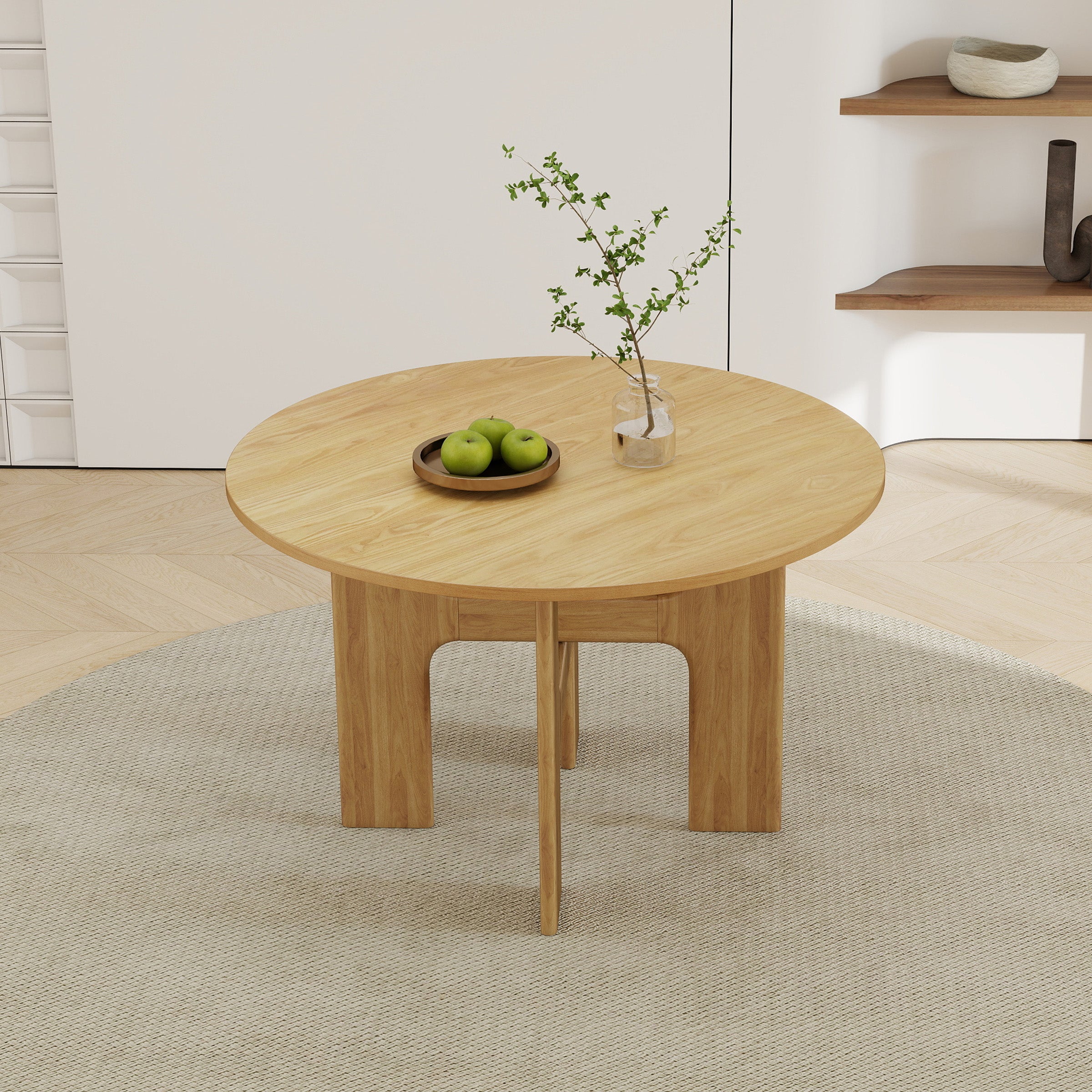 KMAX Round Solid Wood Dining Table for 4-6 People - 00015DT