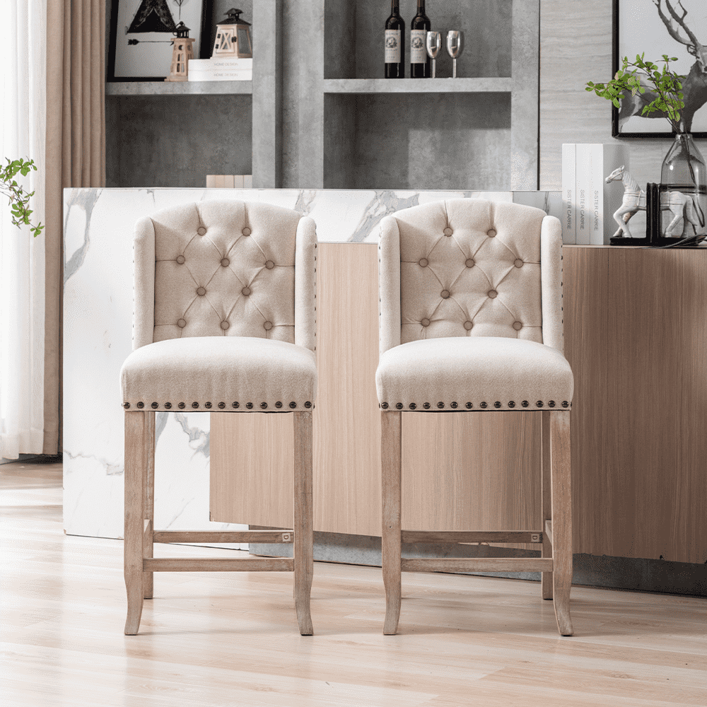 Two stools with kitchen island scene
