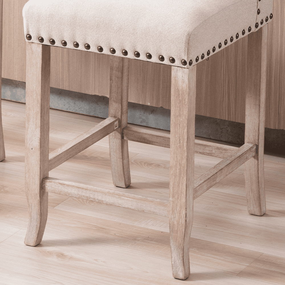 Close-up of lower stool legs and crossbars