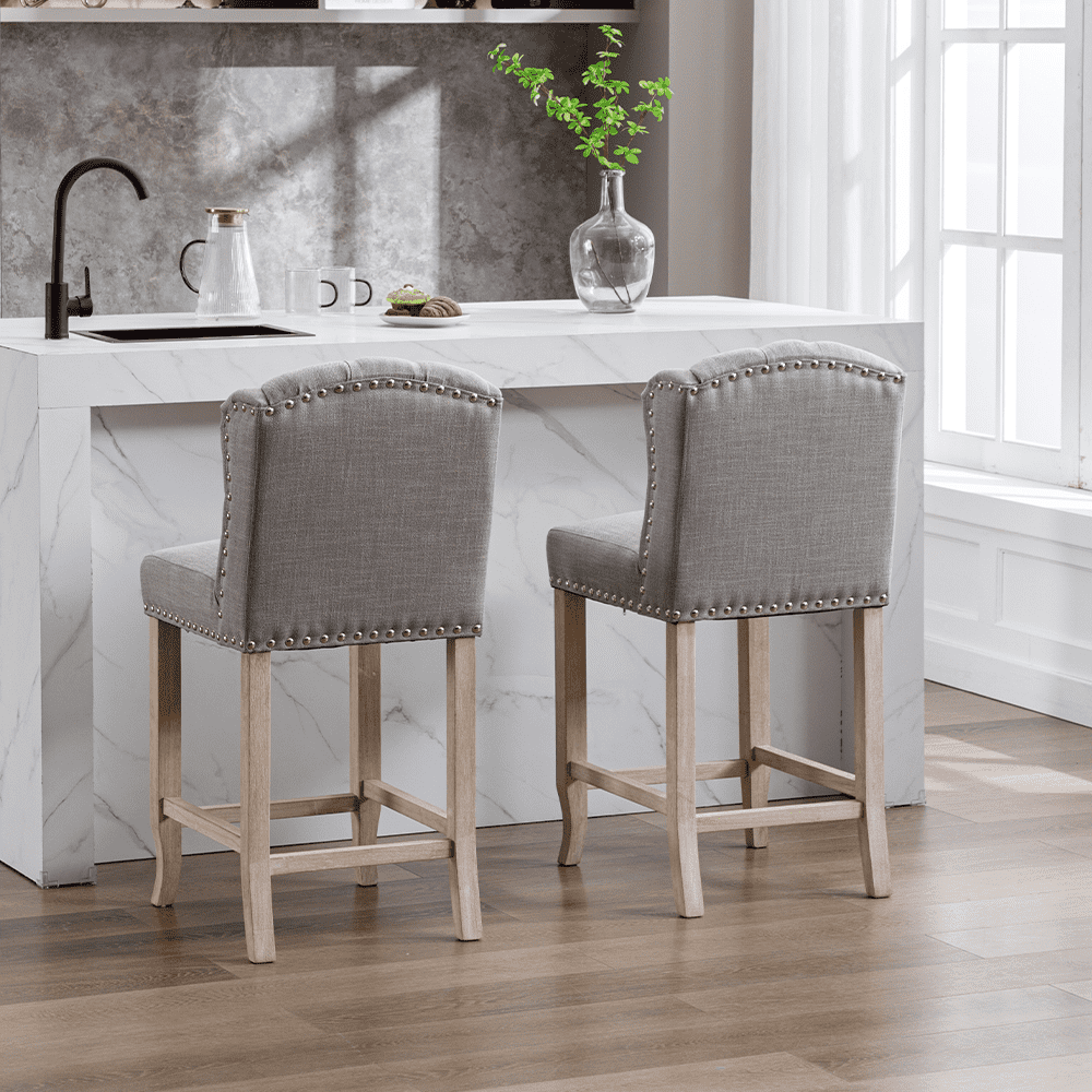 Two stools at kitchen island with view