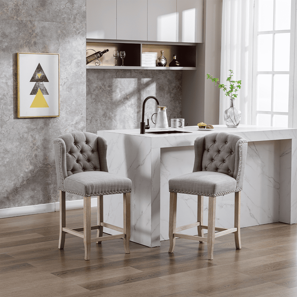 Two stools paired with a kitchen island