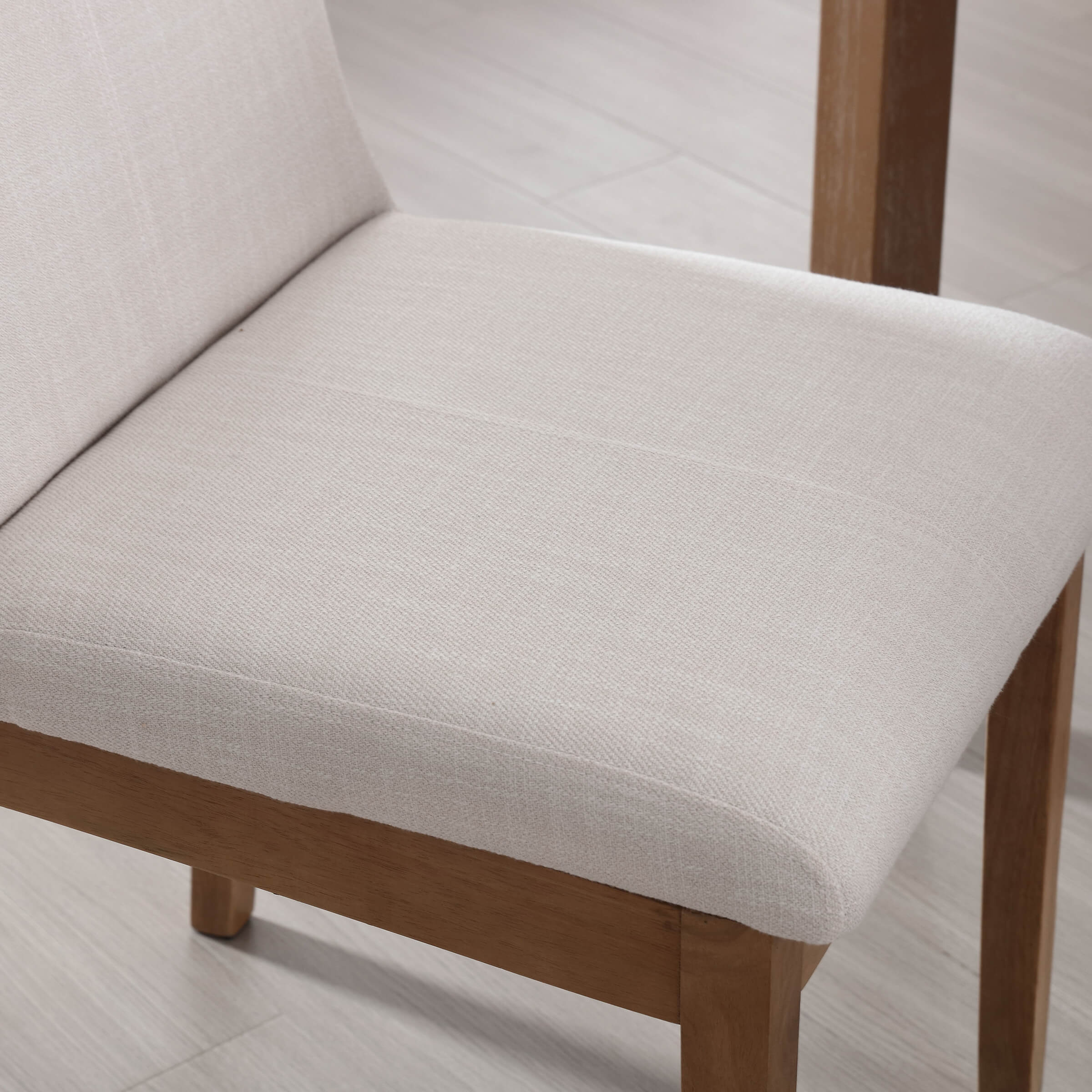 Mid-century Upholstered Linen Dining Chairs Set of 2 - 1950