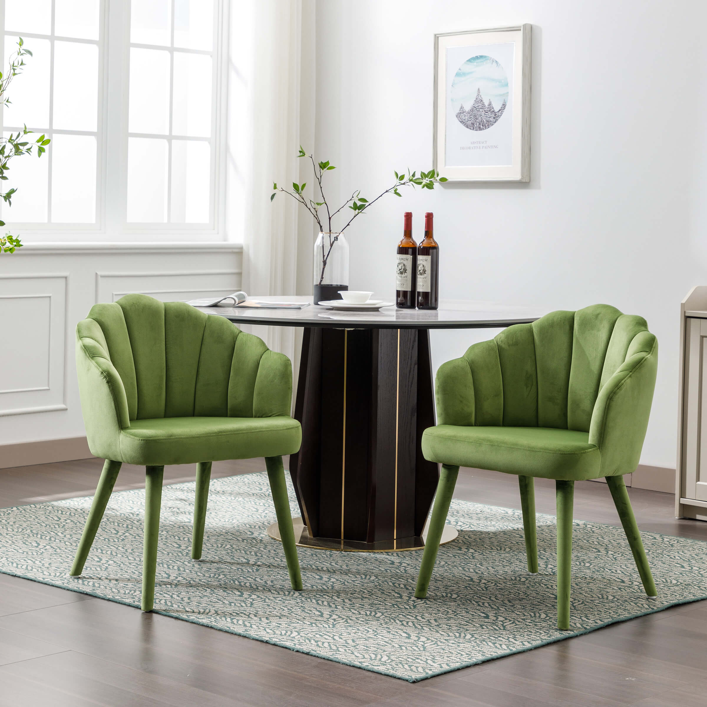 ZH4YOU Velvet Dining Chairs Set of 2 - 7753DC