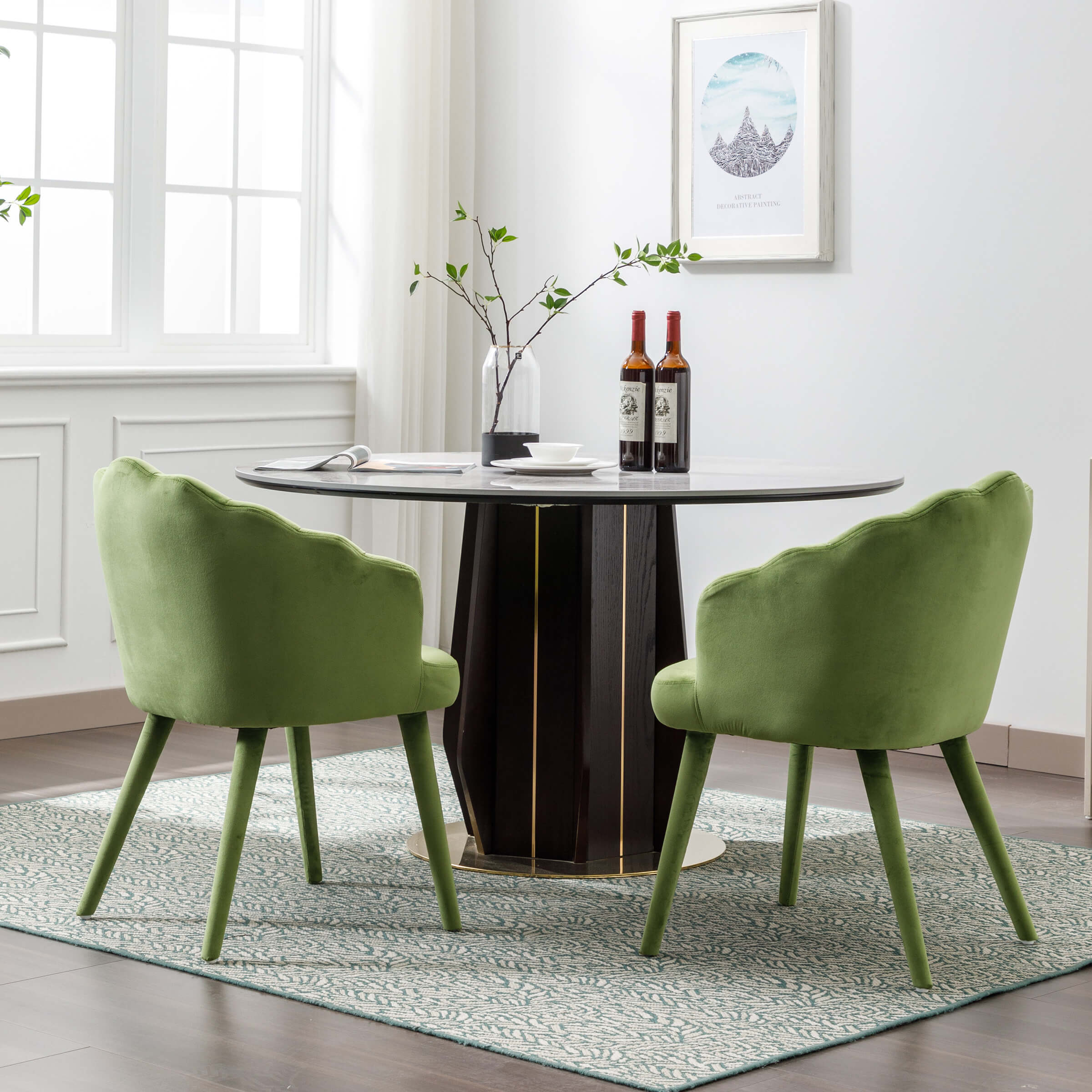 ZH4YOU Velvet Dining Chairs Set of 2 - 7753DC