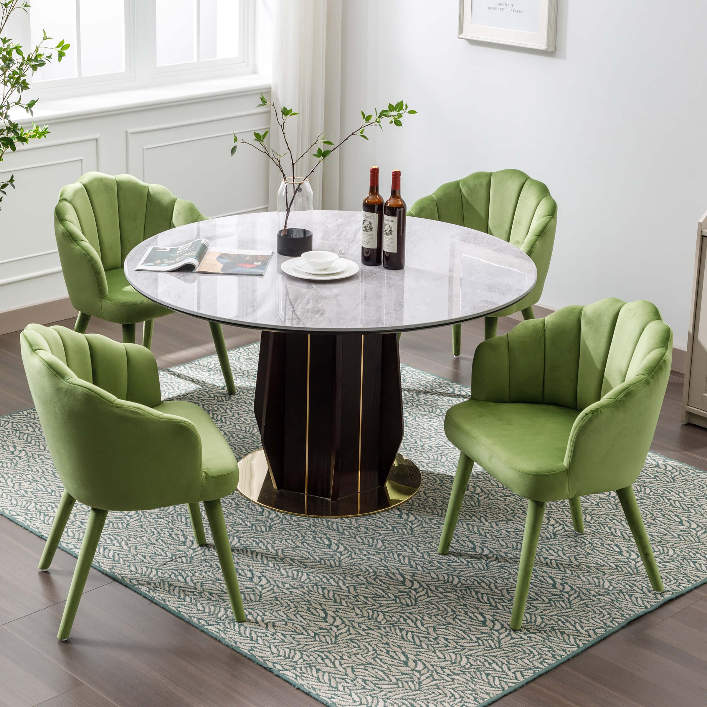 ZH4YOU Velvet Dining Chairs Set of 2 - 7753DC