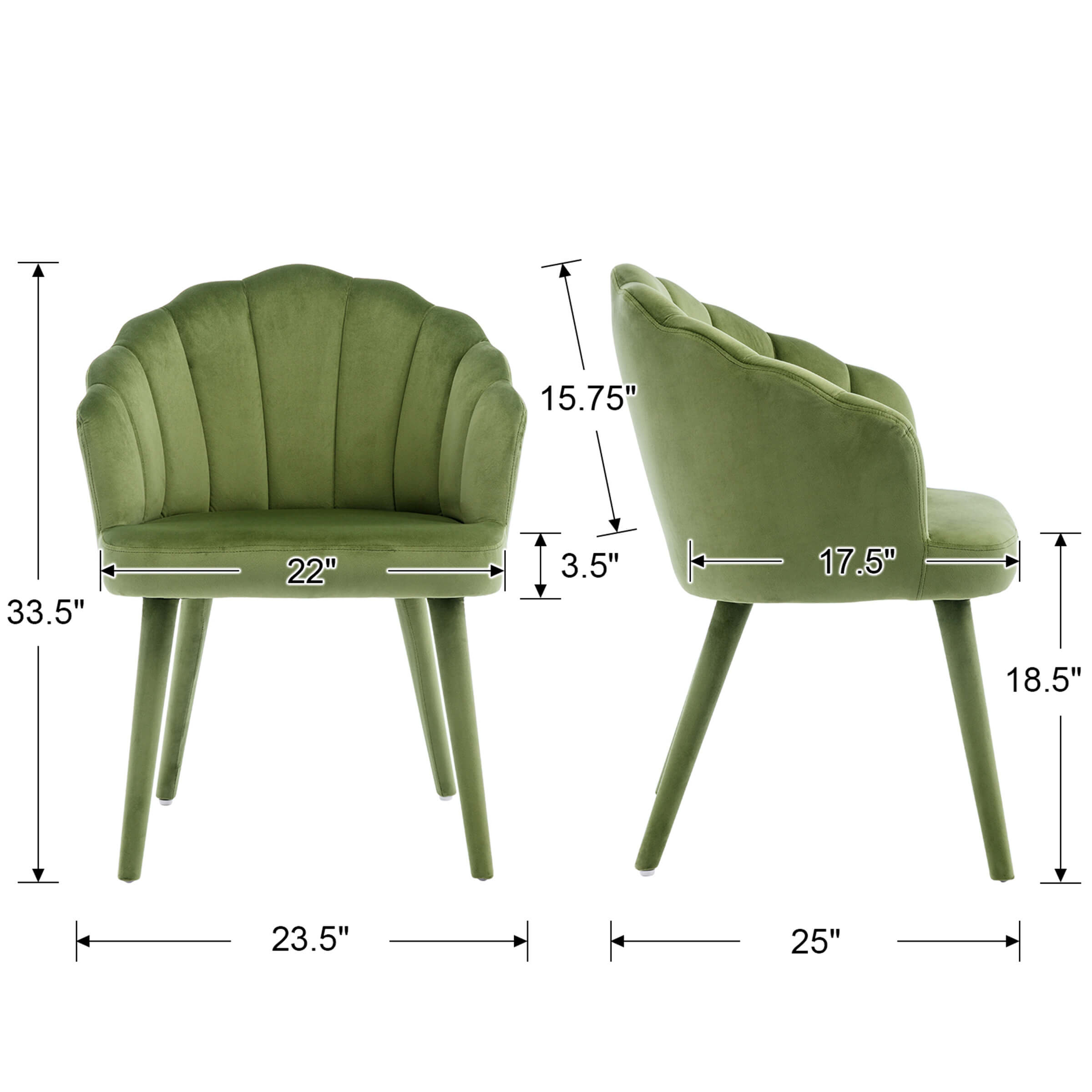 ZH4YOU Velvet Dining Chairs Set of 2 - 7753DC