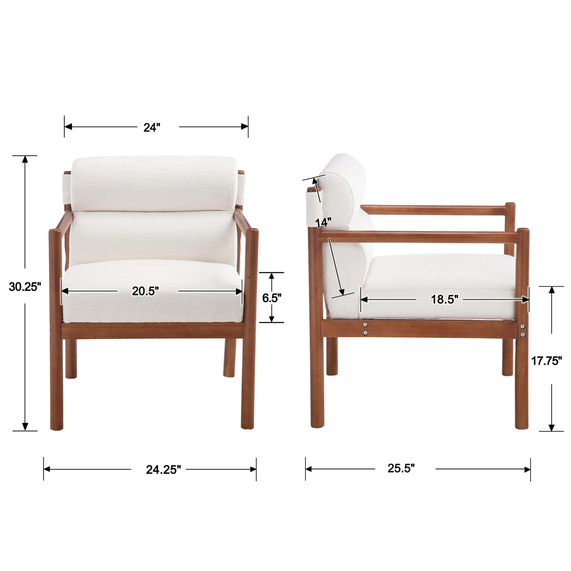 ROCITY Modern Upholstered Linen Accent Chair - 3220