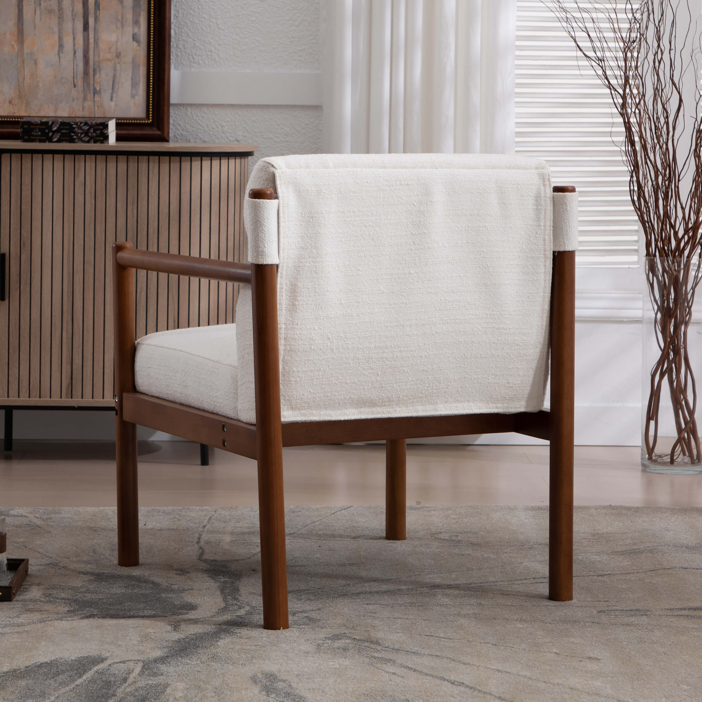 ROCITY Modern Upholstered Linen Accent Chair - 3220