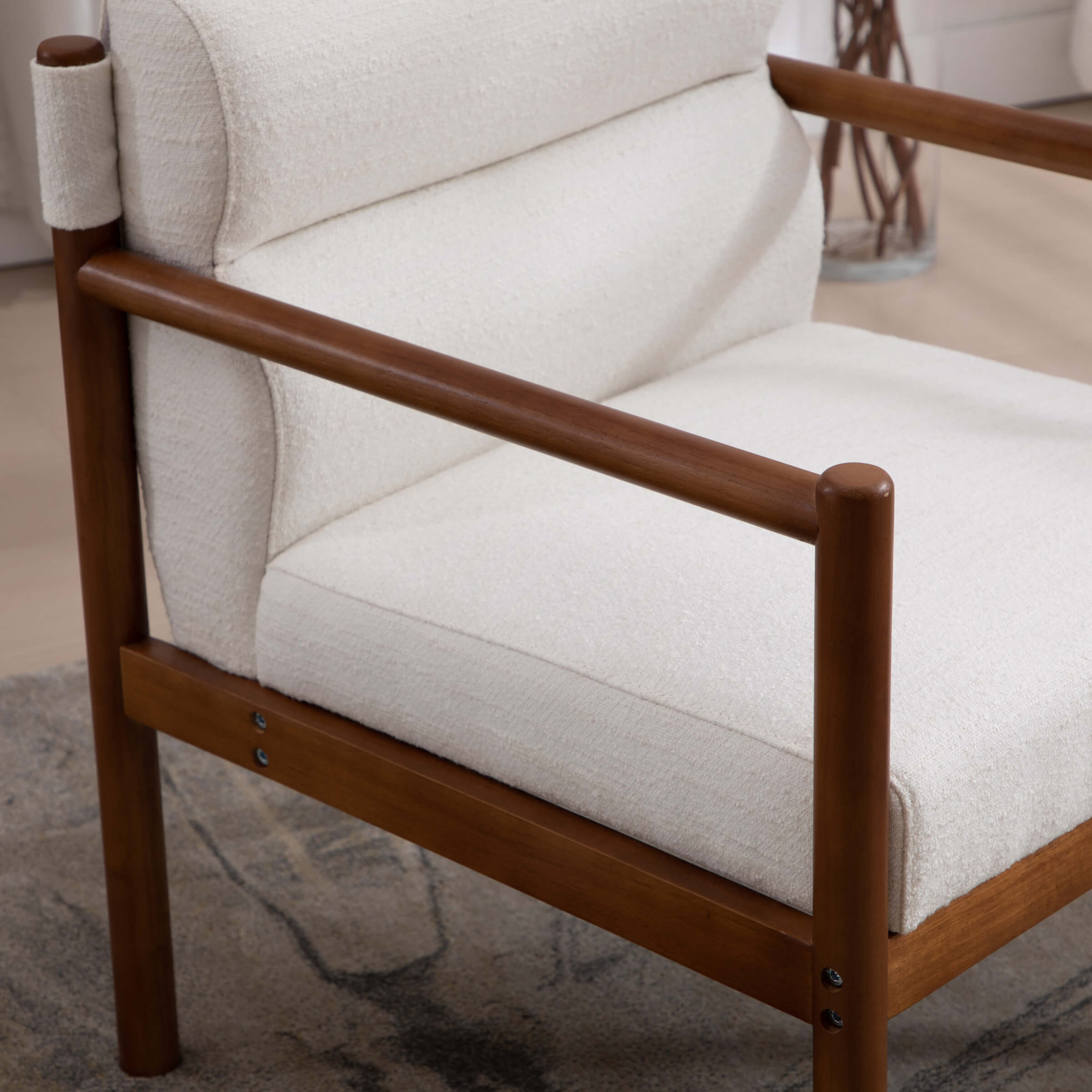 ROCITY Modern Upholstered Linen Accent Chair - 3220