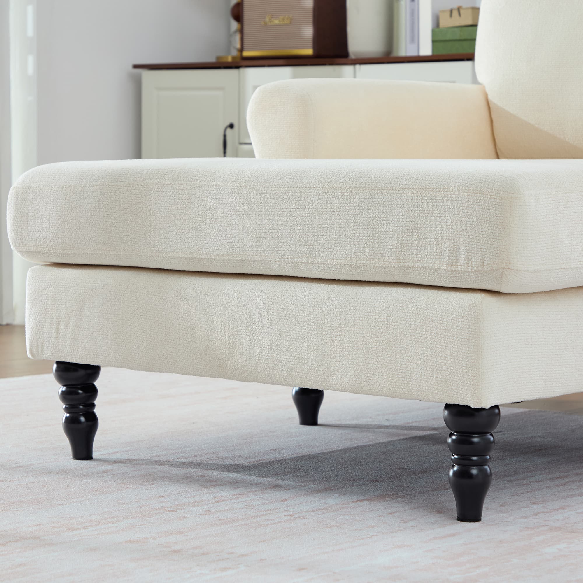 49.4" Chenille Accent Chair Chaise Lounge Wide Cushion Lounger