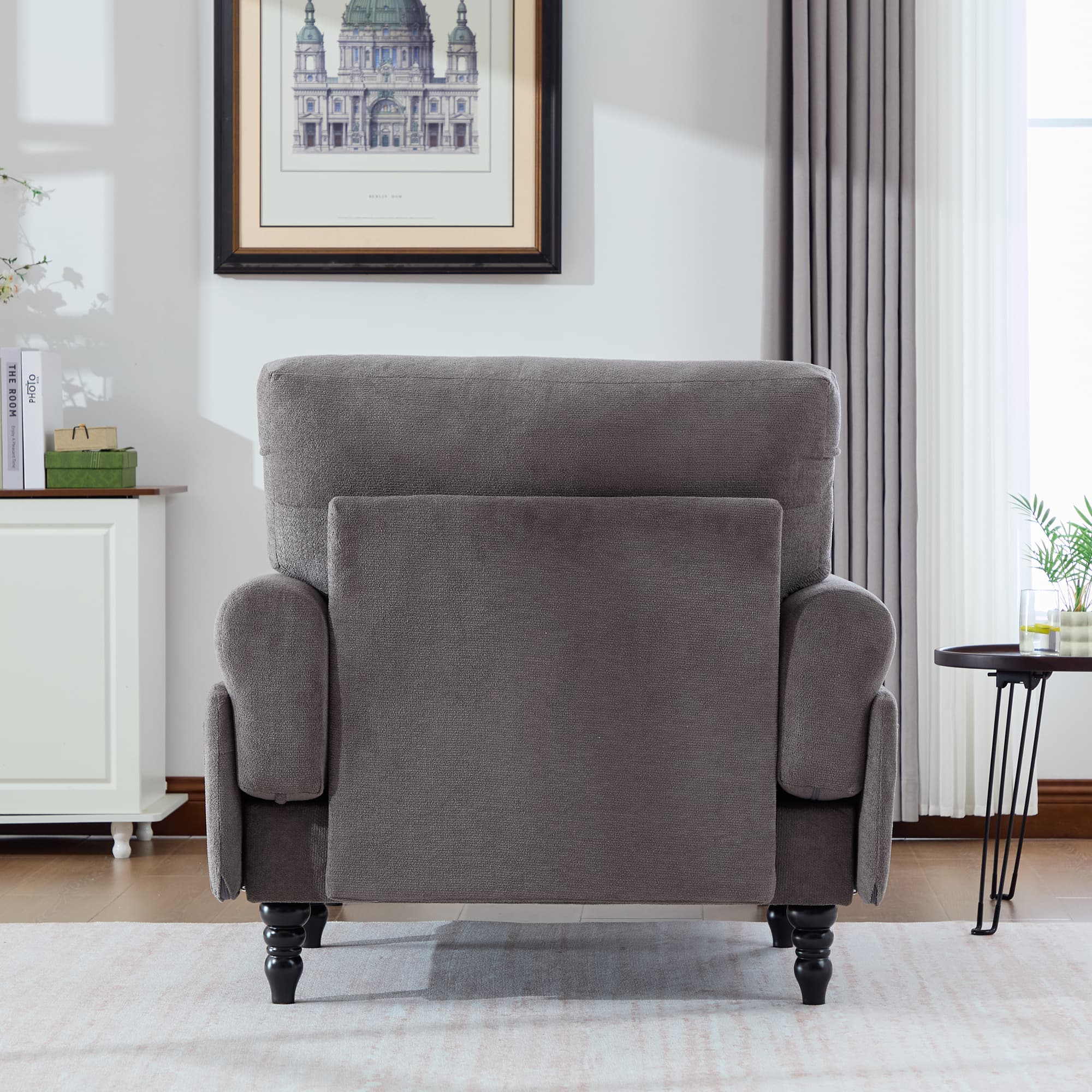 49.4" Chenille Accent Chair Chaise Lounge Wide Cushion Lounger