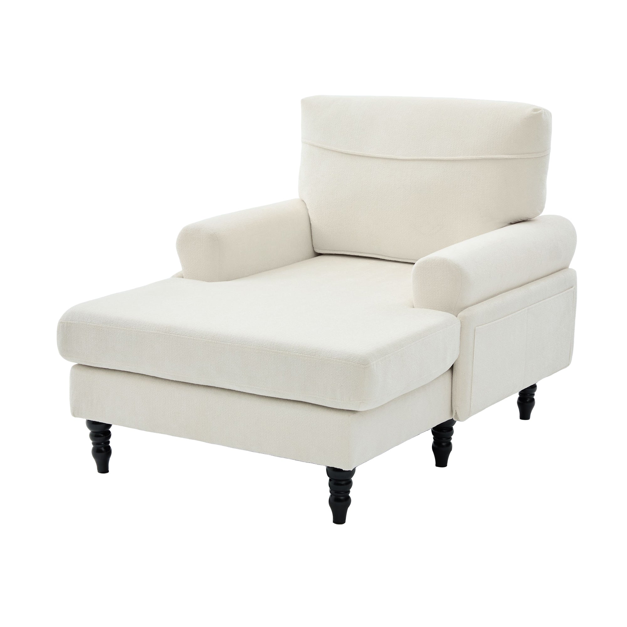 49.4" Chenille Accent Chair Chaise Lounge Wide Cushion Lounger