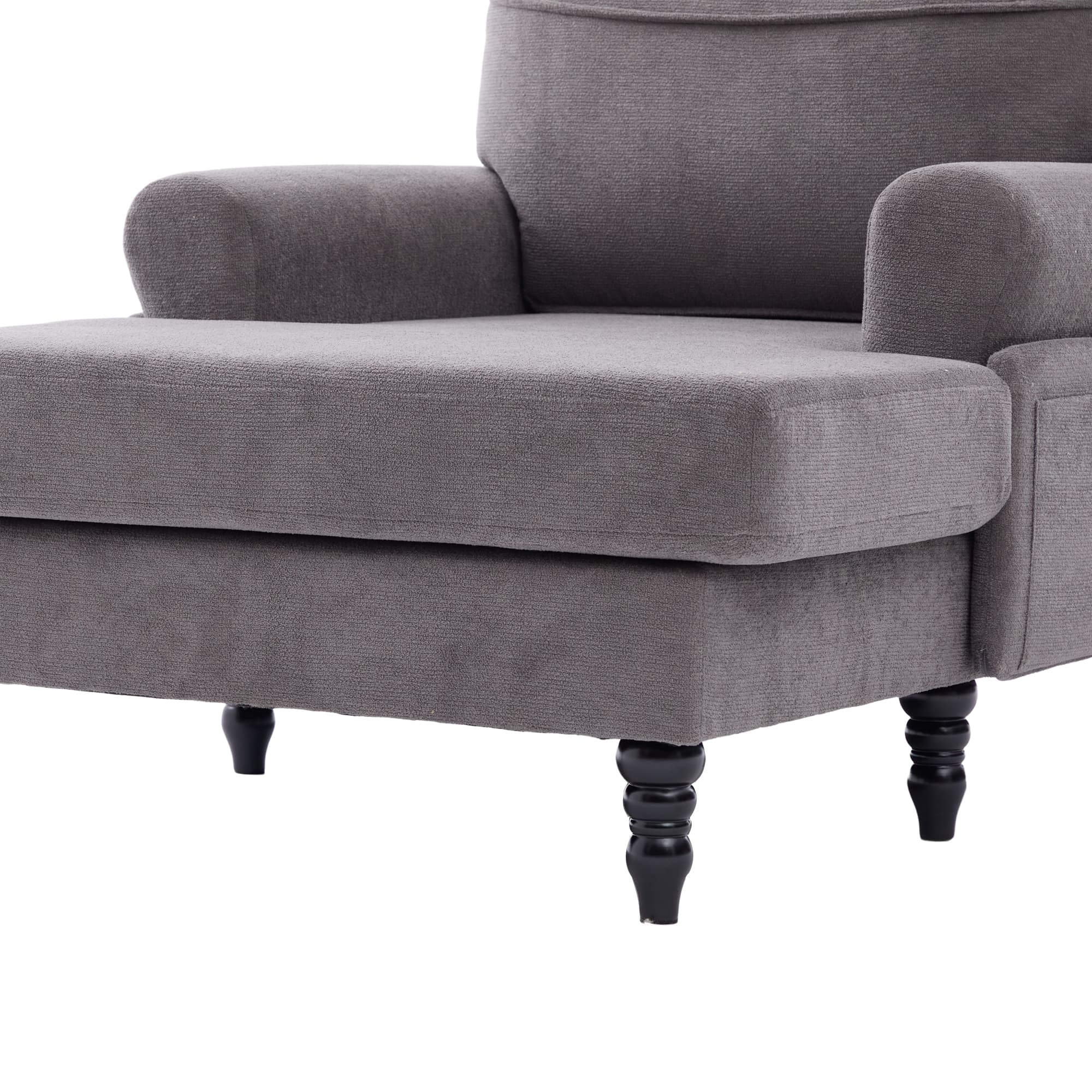 49.4" Chenille Accent Chair Chaise Lounge Wide Cushion Lounger