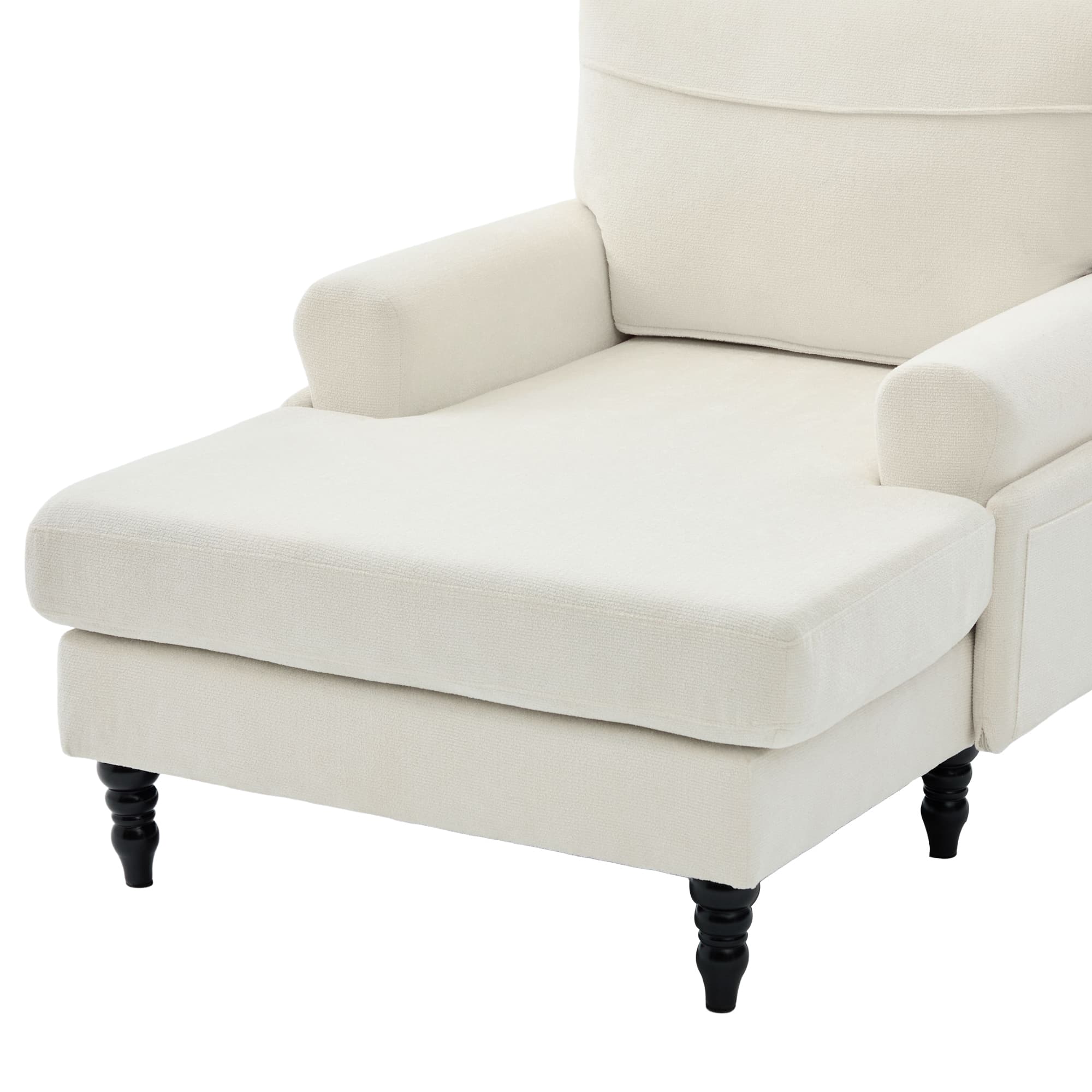 49.4" Chenille Accent Chair Chaise Lounge Wide Cushion Lounger