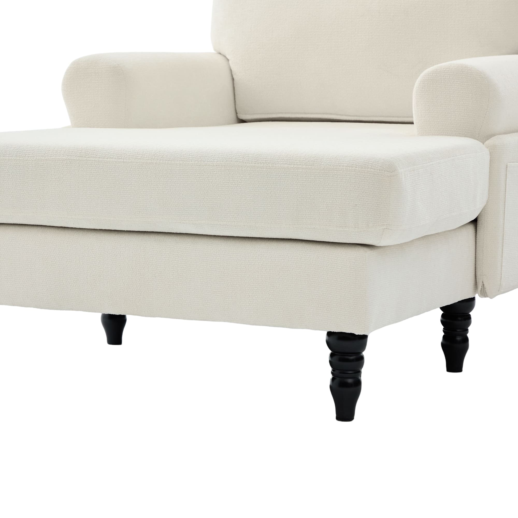 49.4" Chenille Accent Chair Chaise Lounge Wide Cushion Lounger