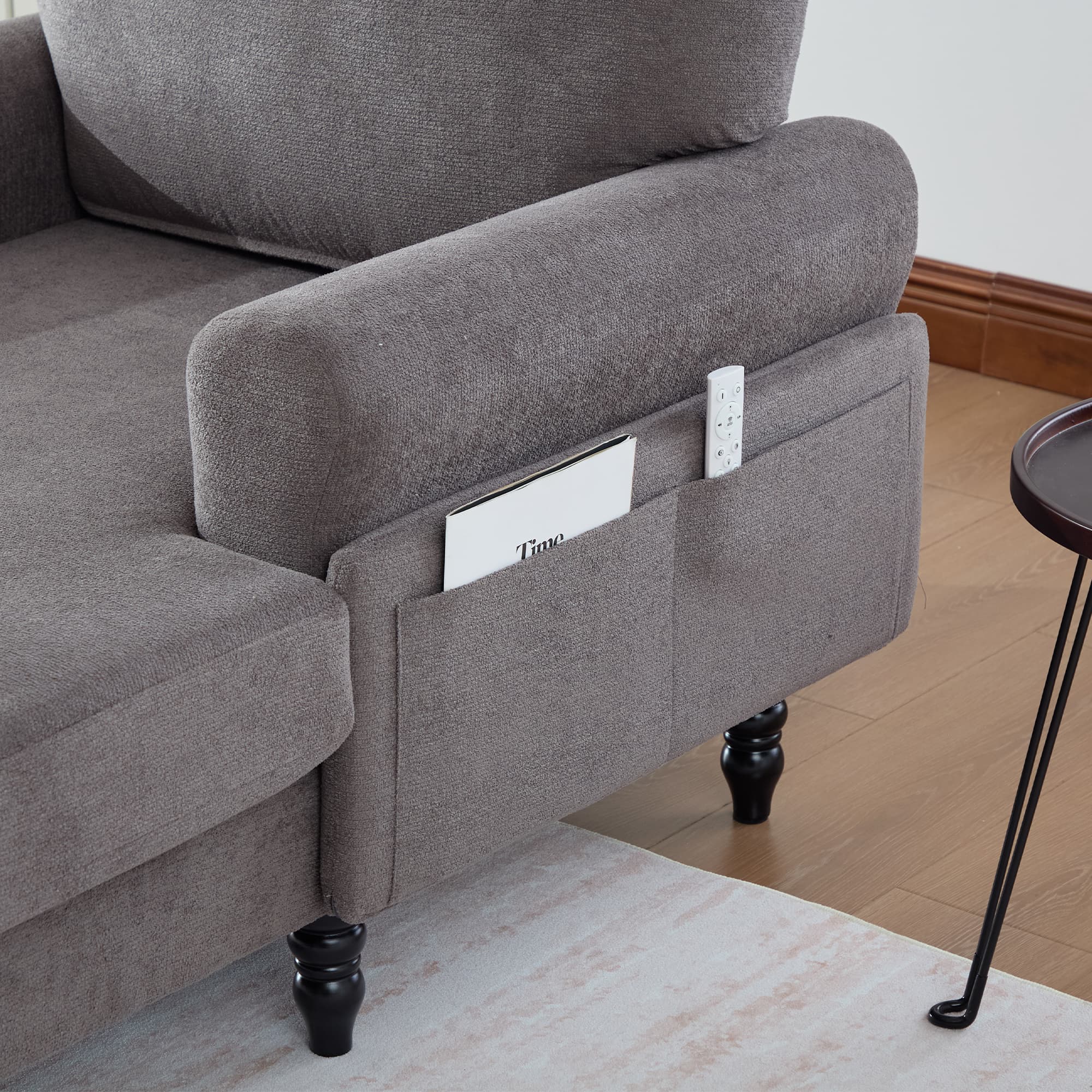 49.4" Chenille Accent Chair Chaise Lounge Wide Cushion Lounger