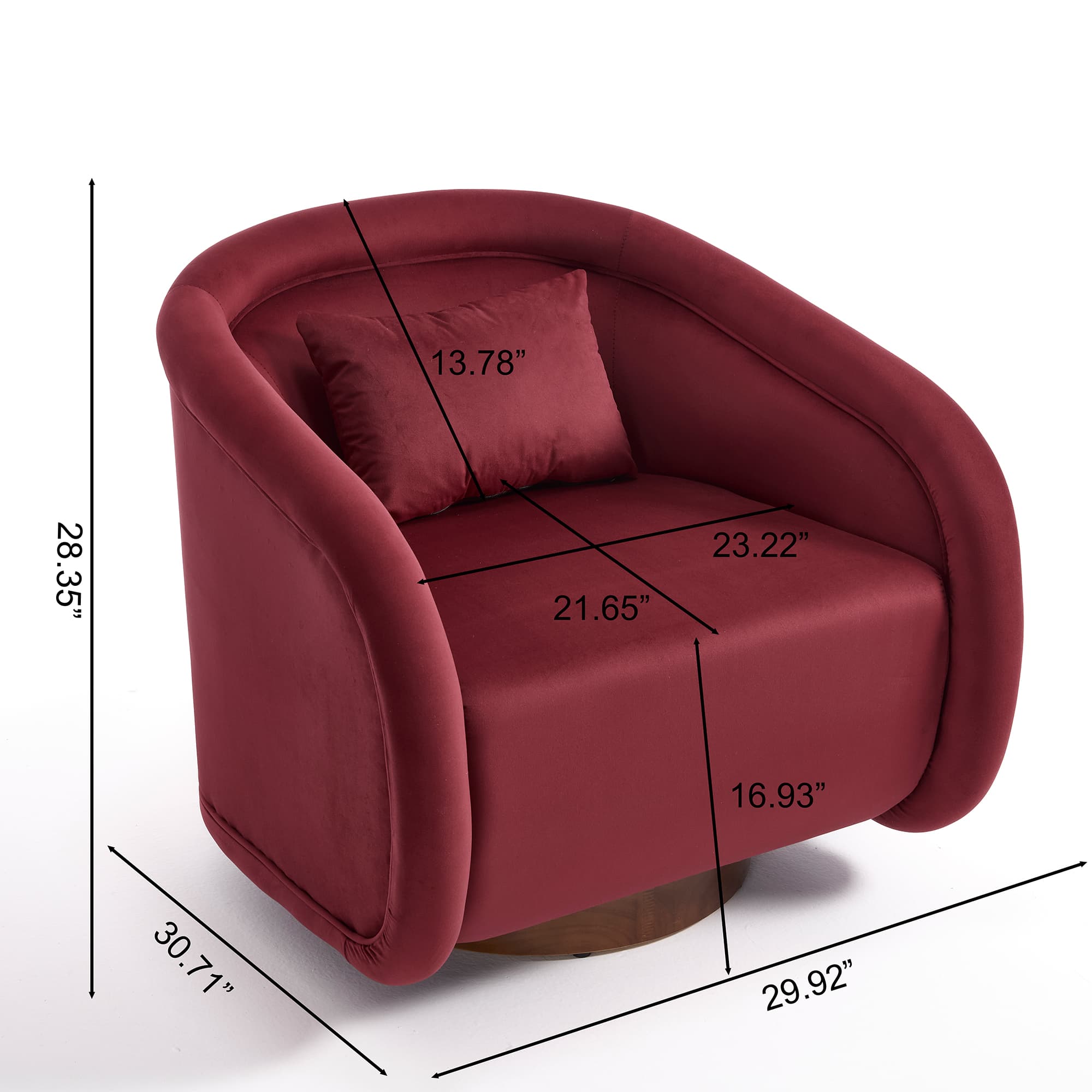 Velvet Pumpkin 360° Swivel Barrel Accent Chair