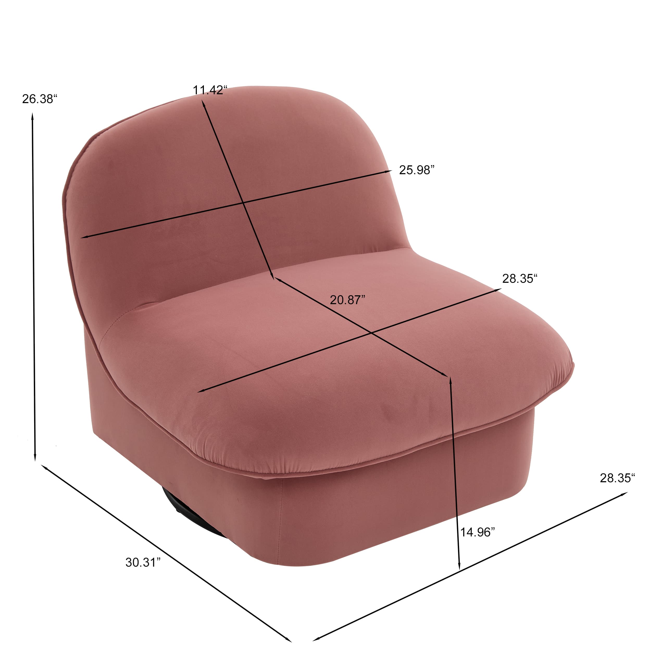 360° Swivel Velvet Pumpkin Barrel Chair with Metal Base