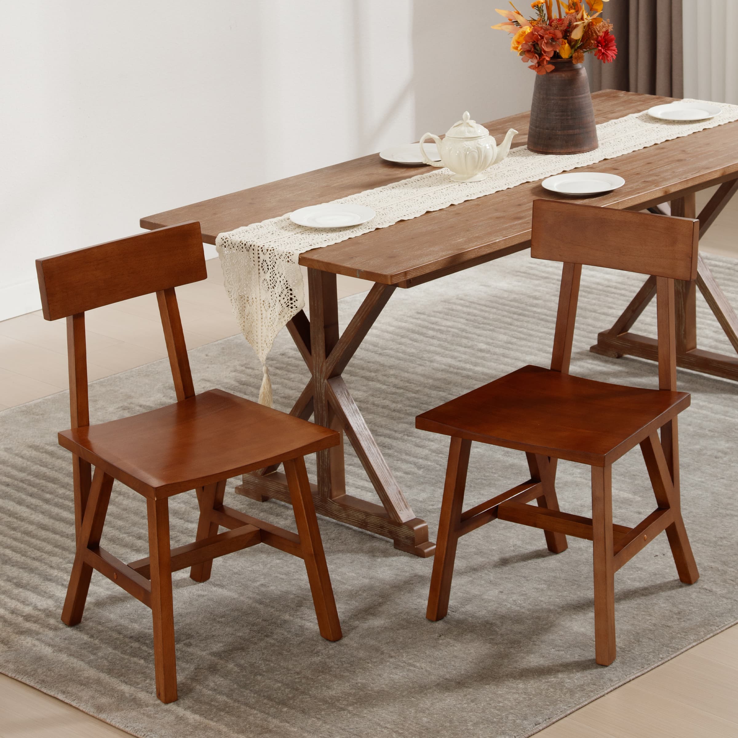 EALSON 100% Oak Natural Wood Dining Chairs Set of 2 - X016DC
