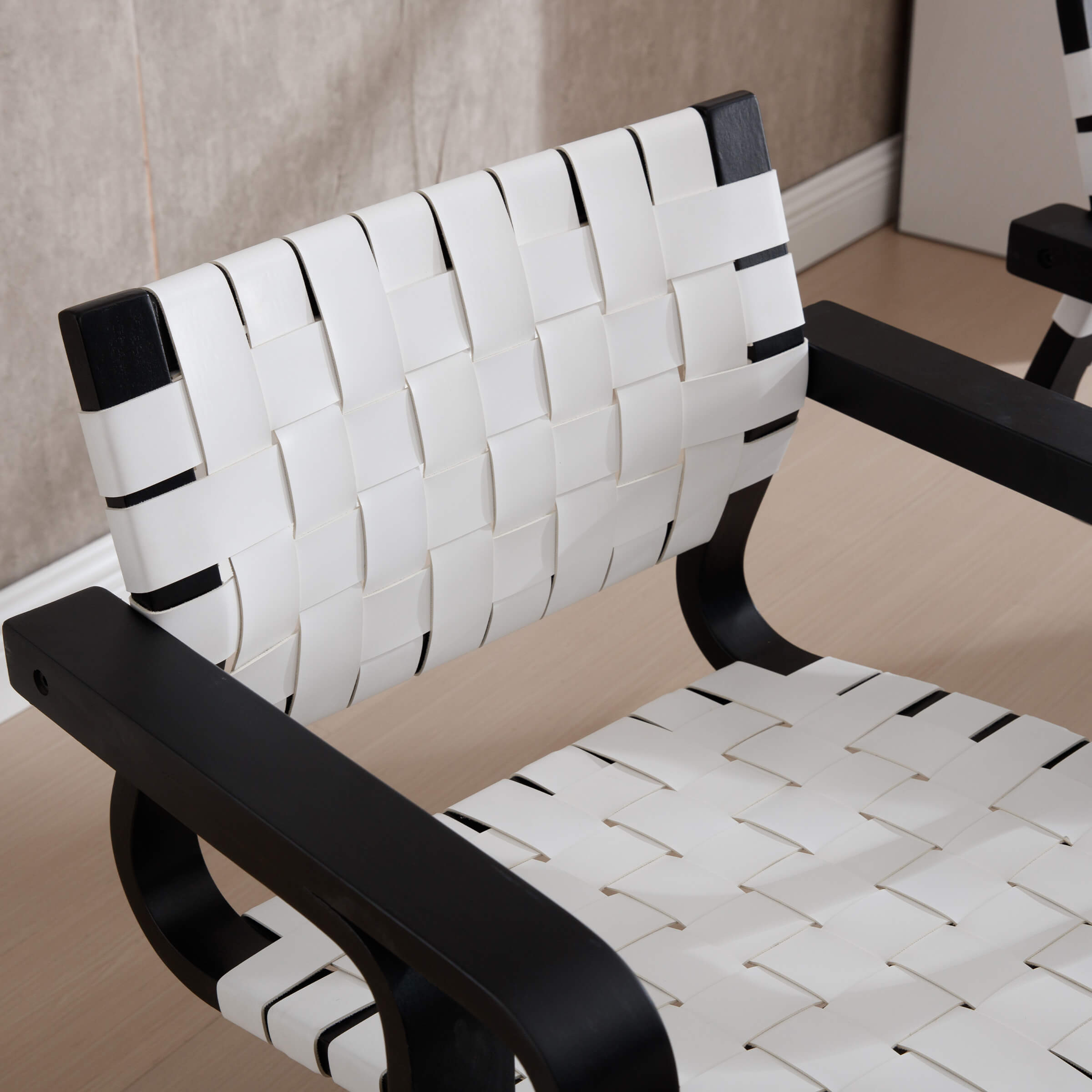 EALSON 18.25”Mid Century Modern Woven PU Leather Dining Chair Set of 2 - 8881