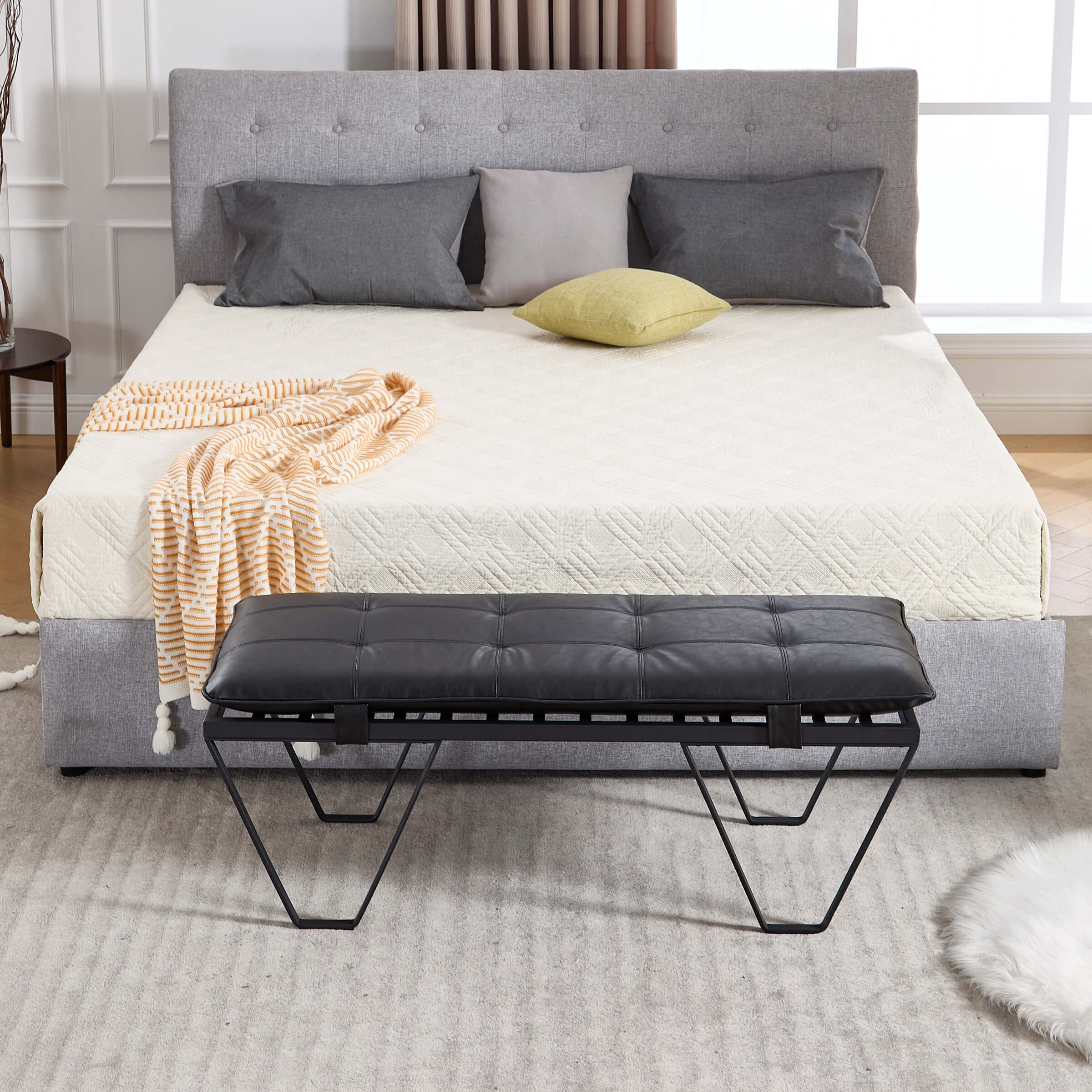 ROCITY 49" Modern Industrial Entryway Bench - 5005BH