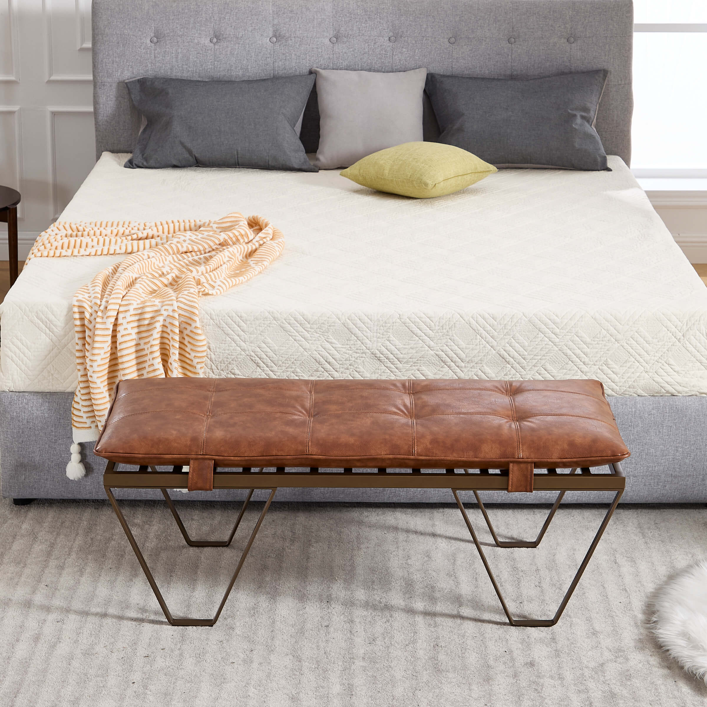 ROCITY 49" Modern Industrial Entryway Bench - 5005BH