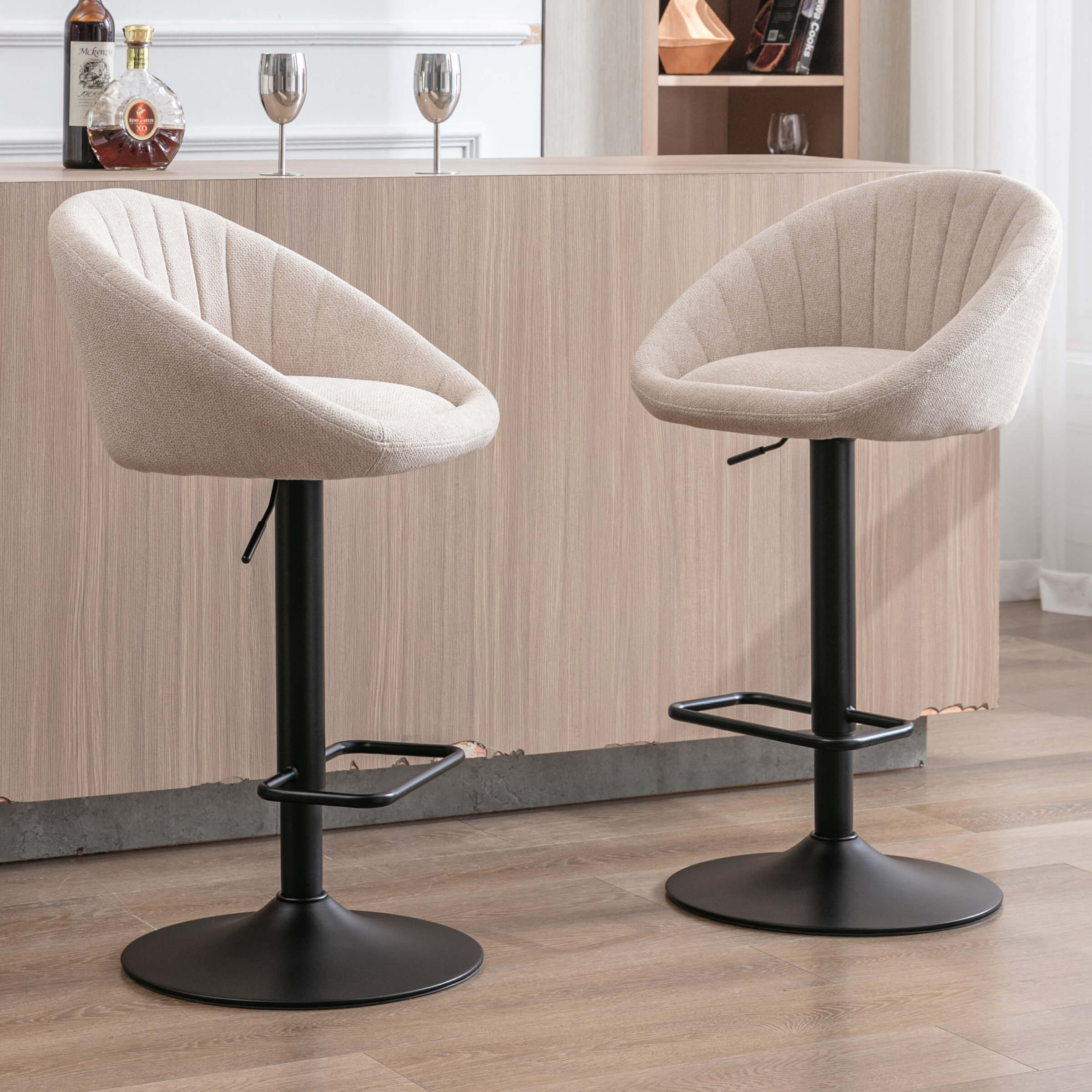 EALSON Adjustable Swivel Low Back Bar Stools Set of 2 - 90036AB