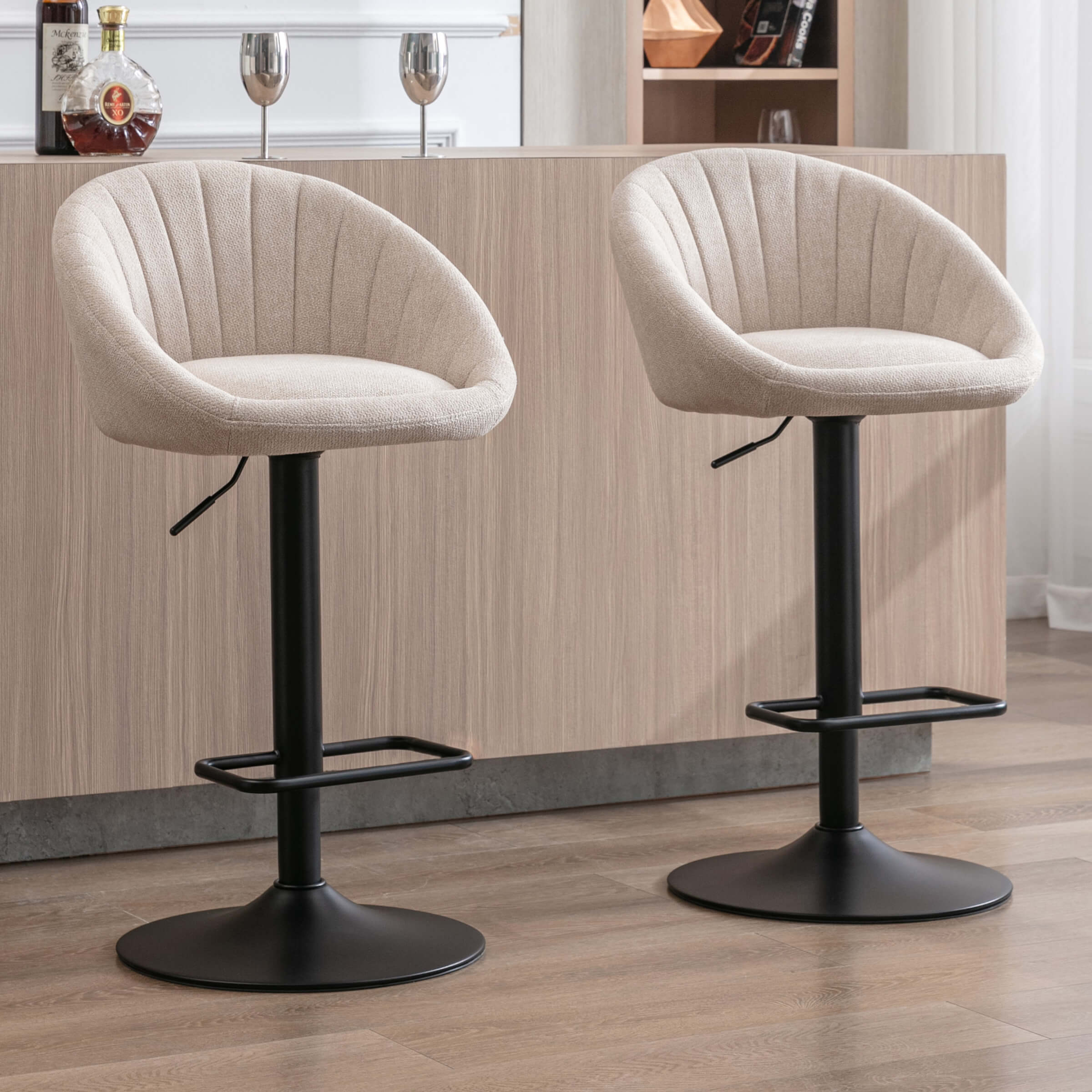 EALSON Adjustable Swivel Low Back Bar Stools Set of 2 - 90036AB