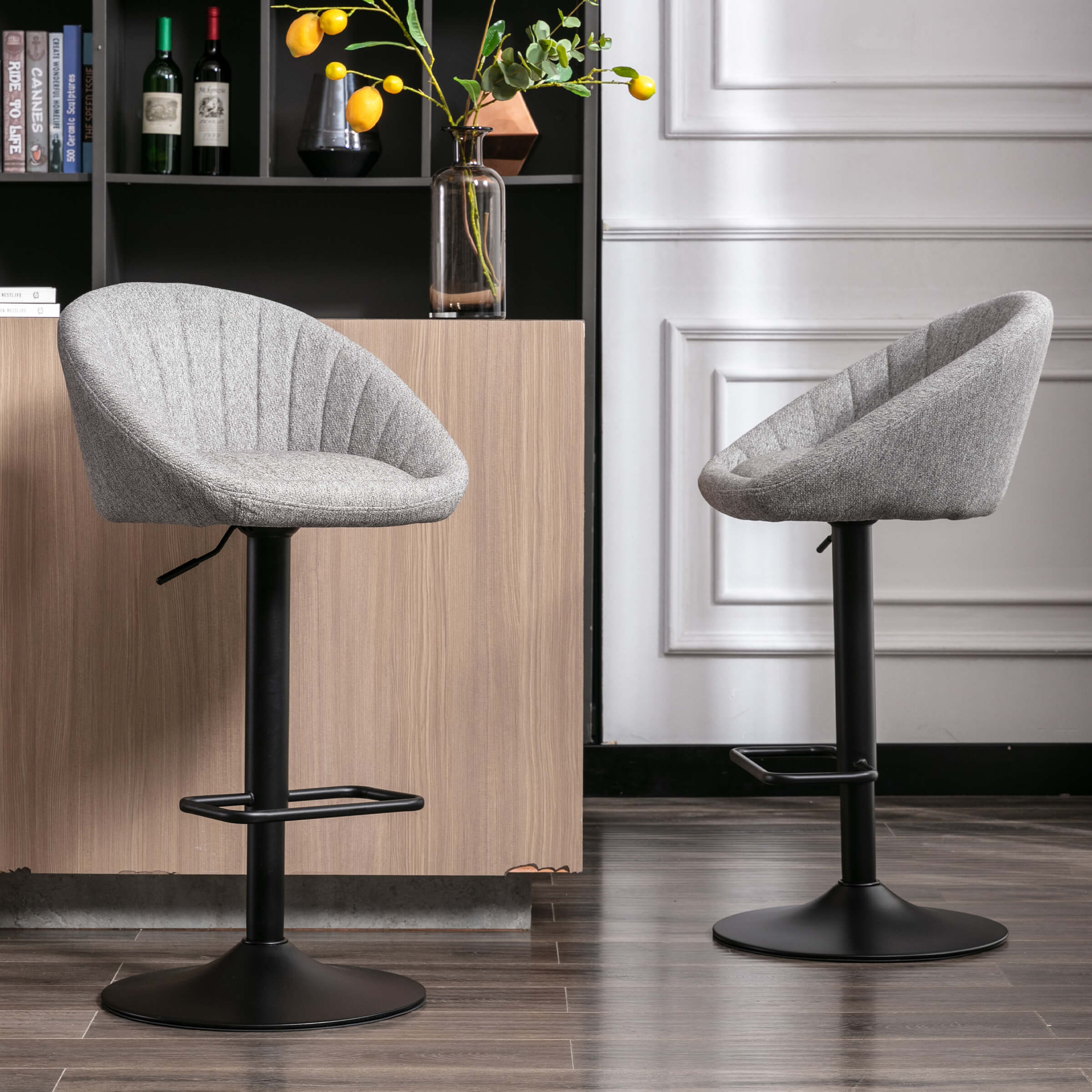 EALSON Adjustable Swivel Low Back Bar Stools Set of 2 - 90036AB