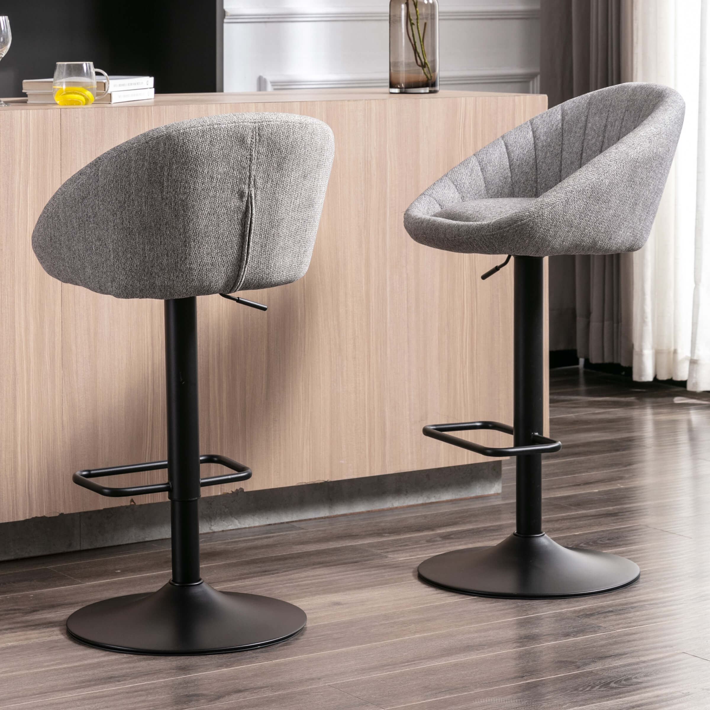 EALSON Adjustable Swivel Low Back Bar Stools Set of 2 - 90036AB