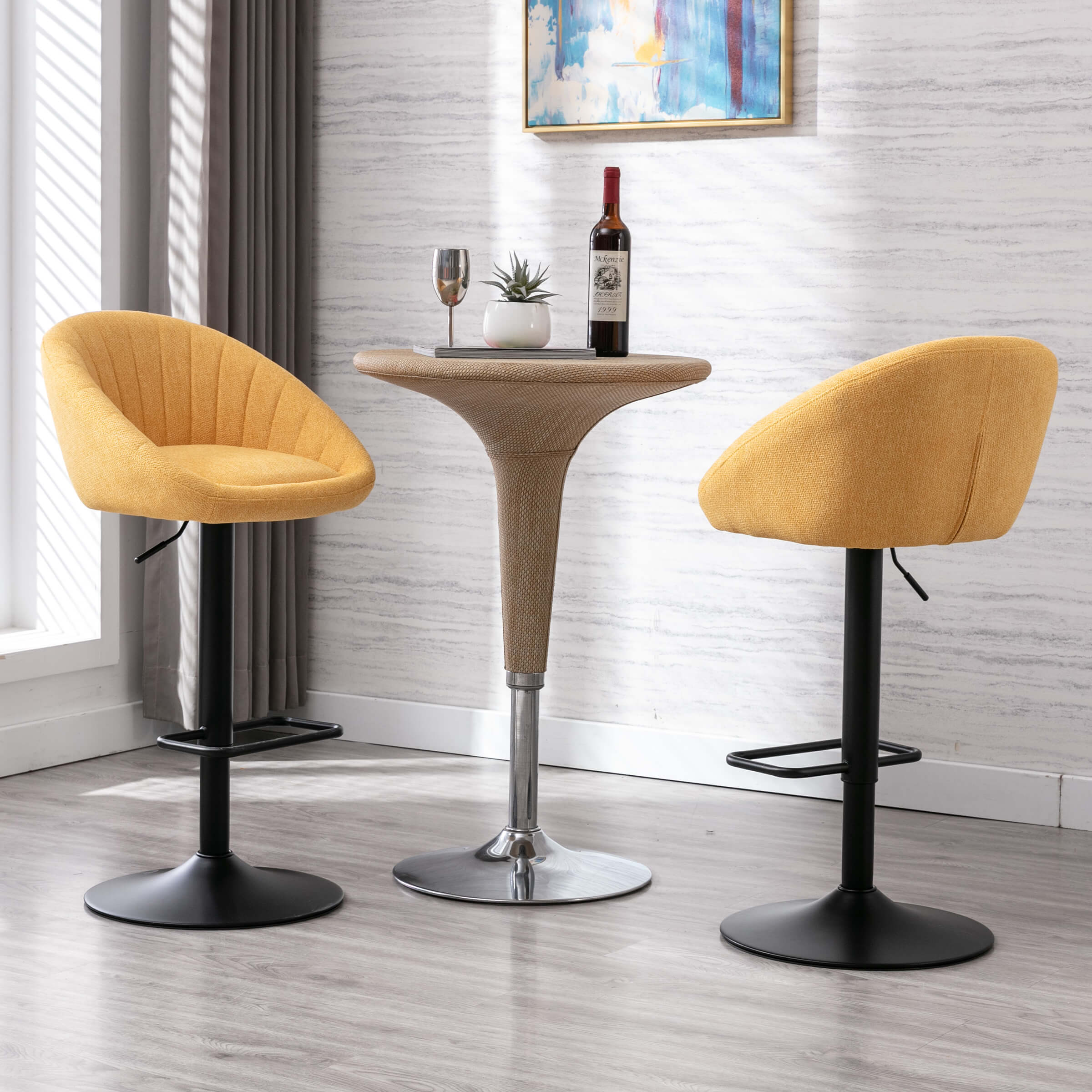 EALSON Adjustable Swivel Low Back Bar Stools Set of 2 - 90036AB