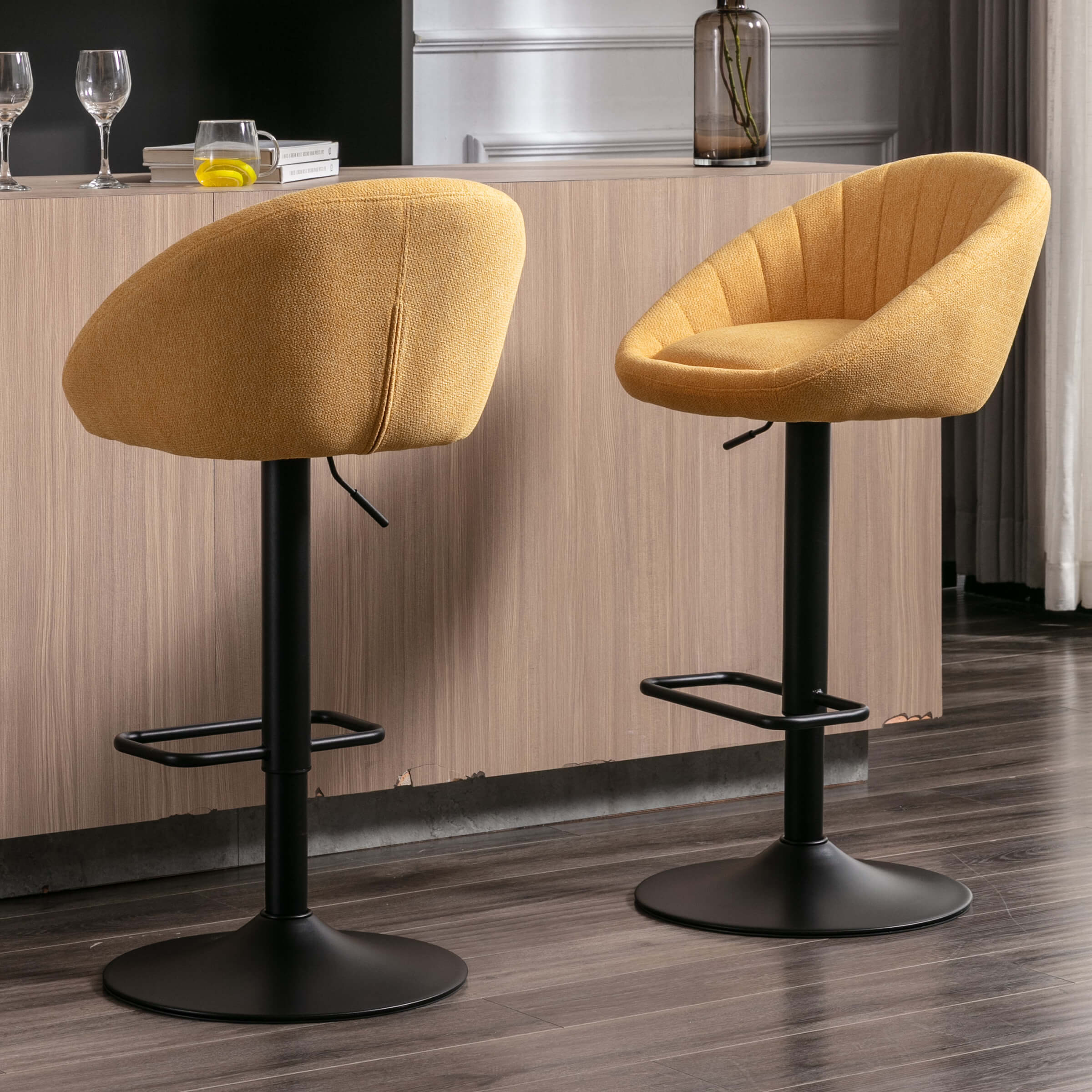 EALSON Adjustable Swivel Low Back Bar Stools Set of 2 - 90036AB