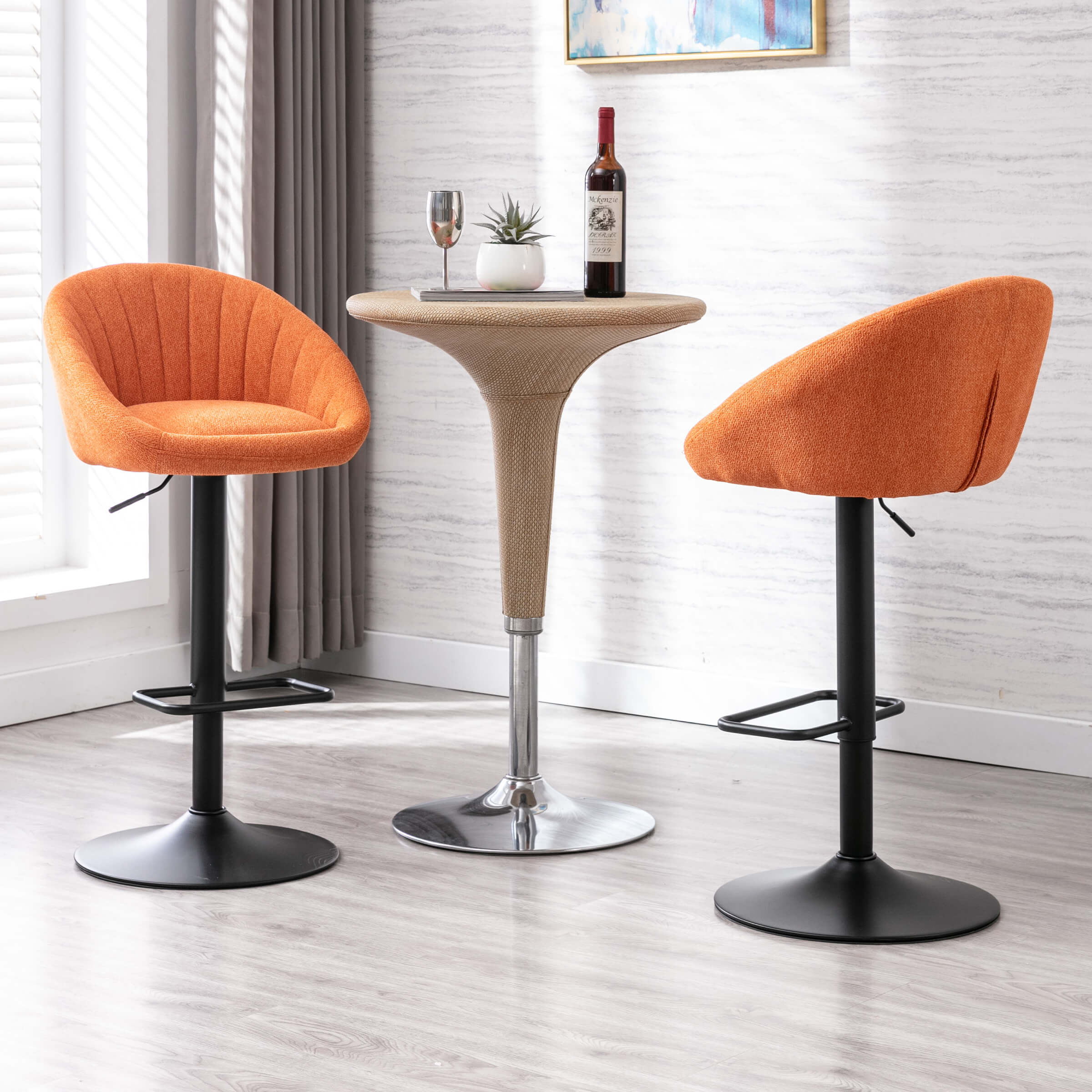 EALSON Adjustable Swivel Low Back Bar Stools Set of 2 - 90036AB