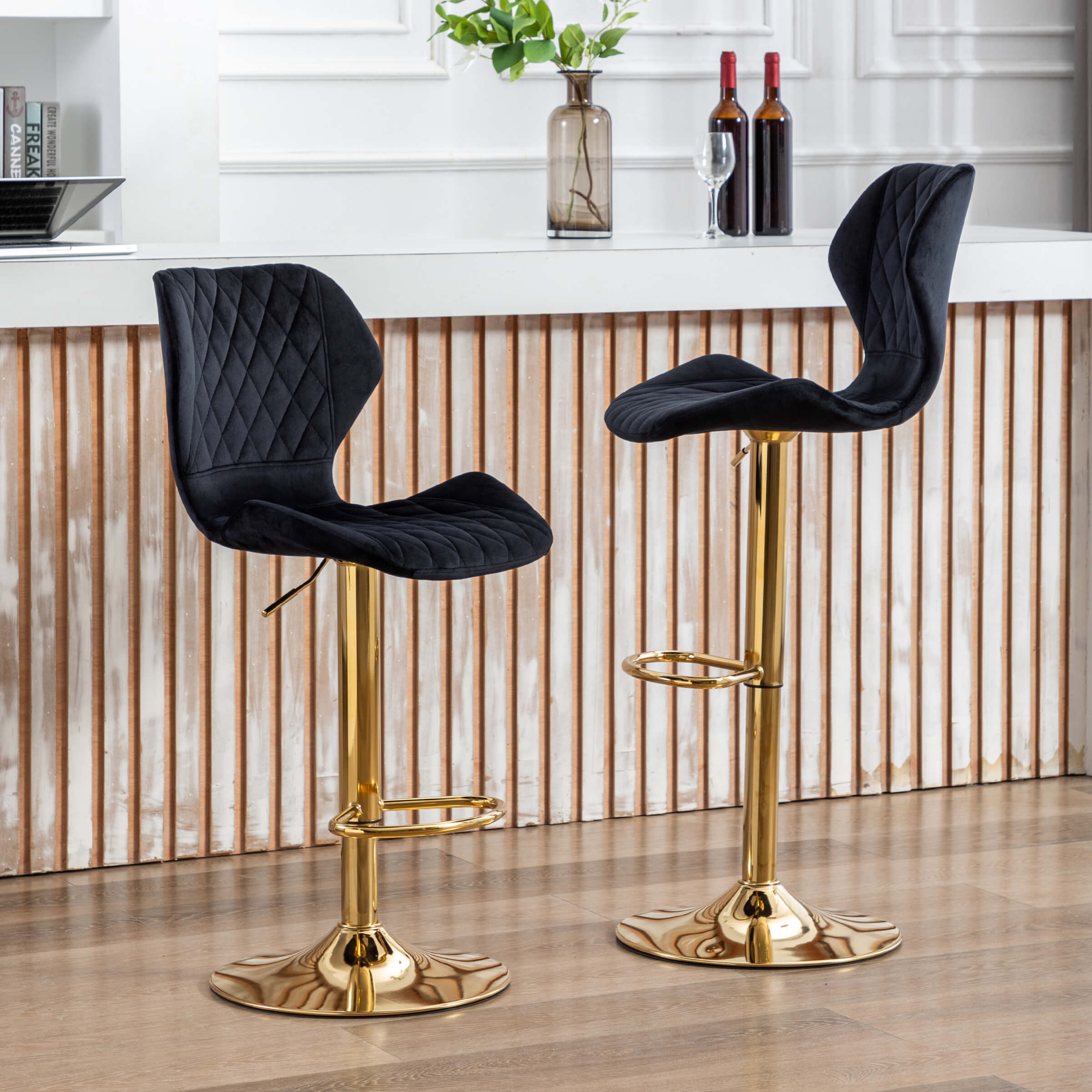 EALSON Adjustable Swivel Bar Kitchen Island Stools Set of 2 - 8211AB