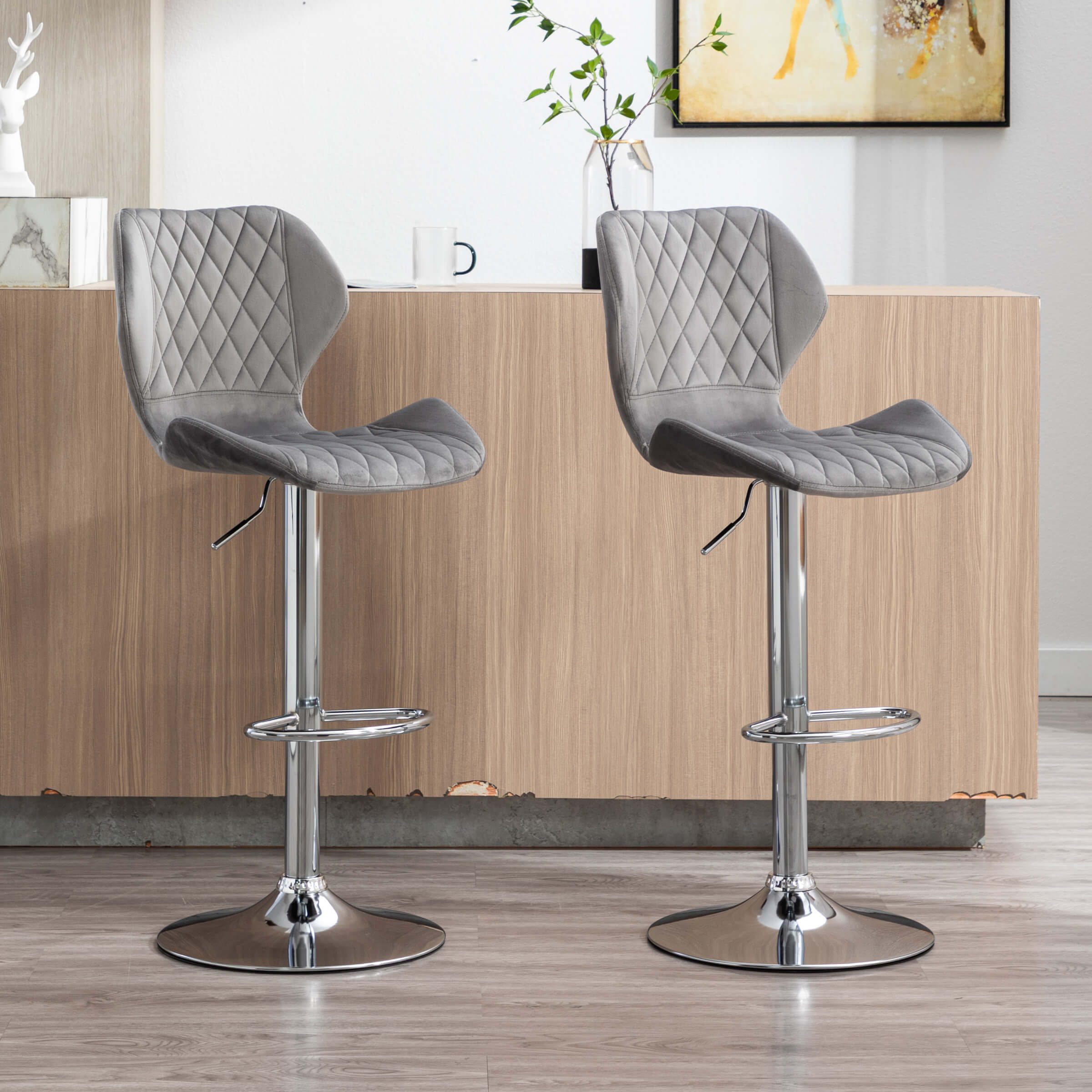 EALSON Adjustable Swivel Bar Kitchen Island Stools Set of 2 - 8211AB