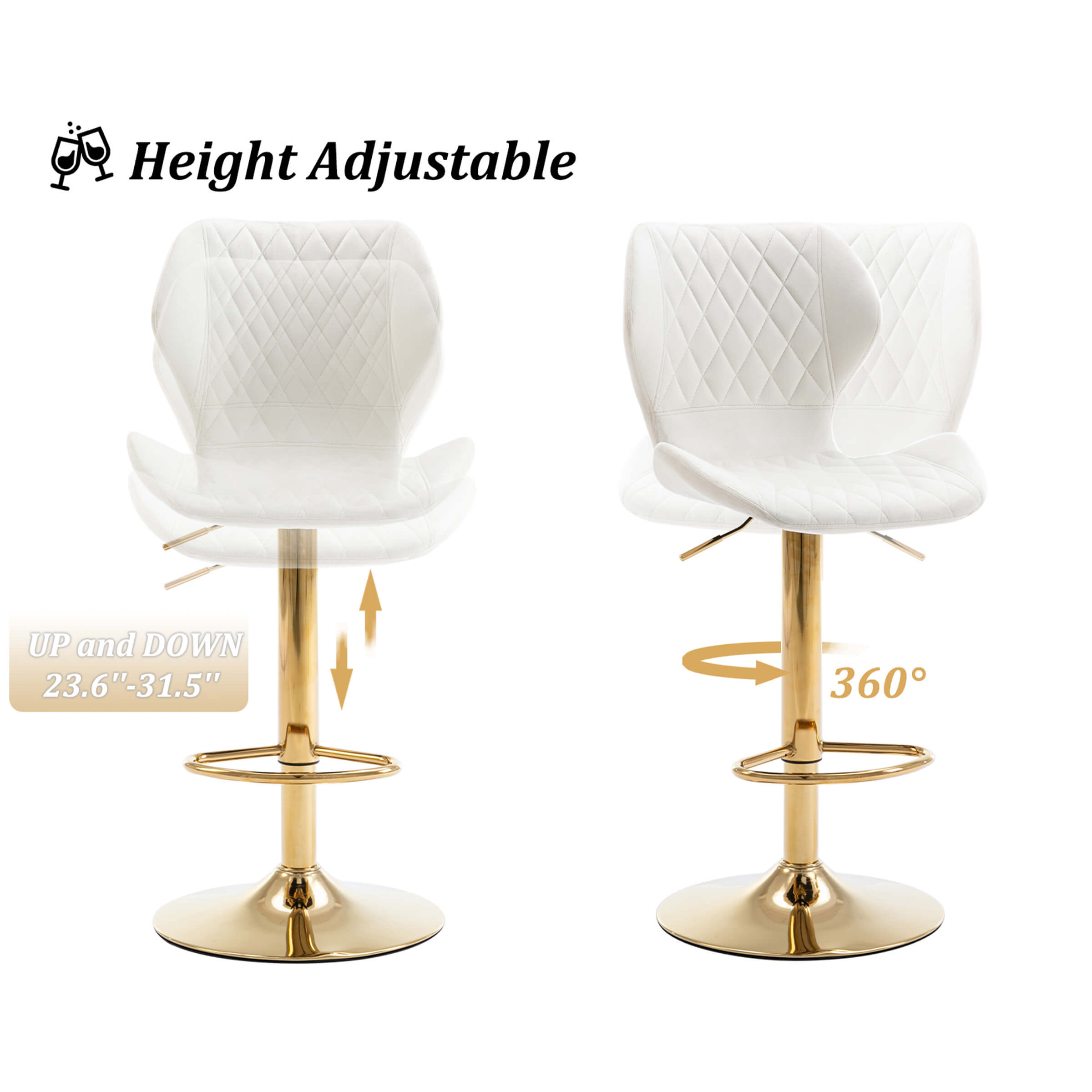 EALSON Adjustable Swivel Bar Kitchen Island Stools Set of 2 - 8211AB