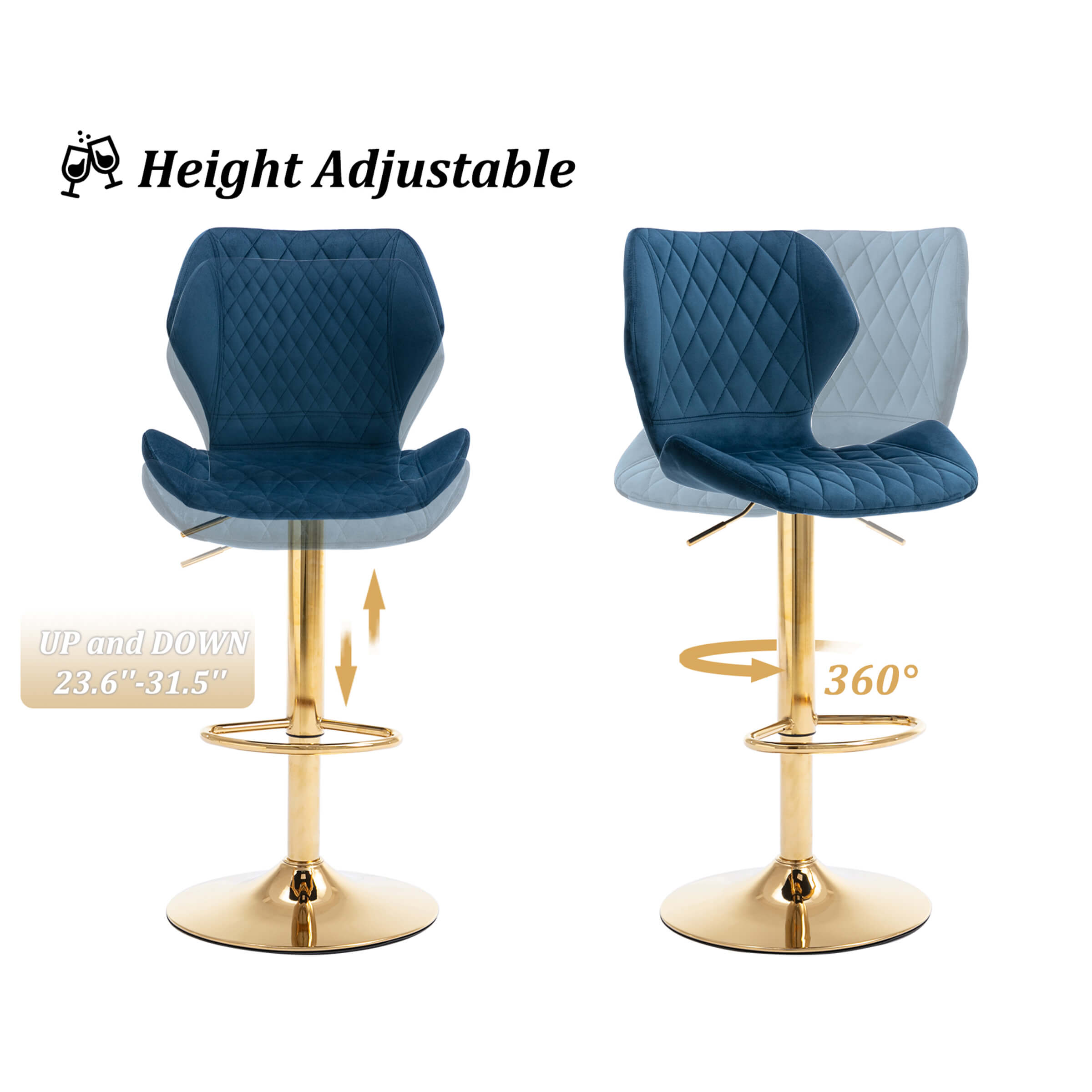 EALSON Adjustable Swivel Bar Kitchen Island Stools Set of 2 - 8211AB
